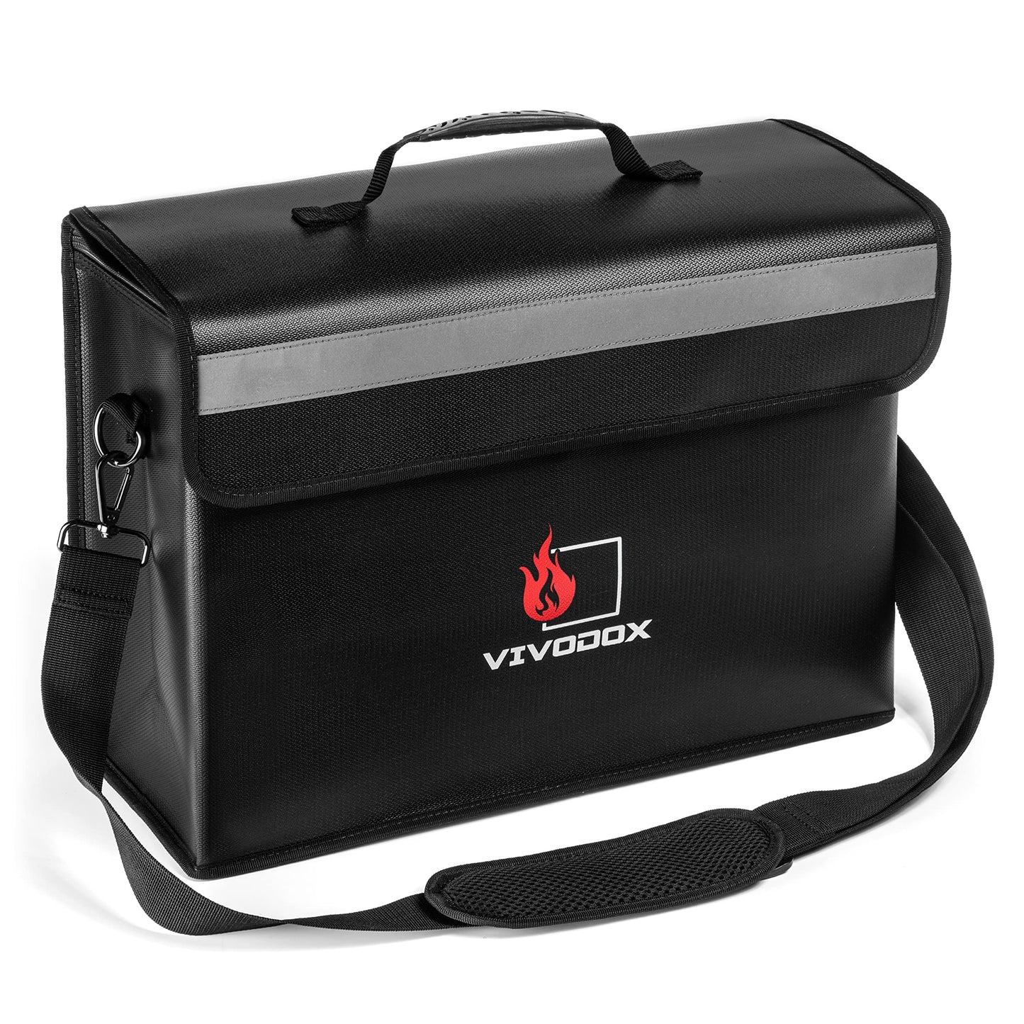 VIVODOX Fireproof Document Bag - Large (17" x 12" x 6") Fireproof Waterproof Storage for Binders, Legal Size Documents and Valuables, Heavy Duty Lightweight Briefcase for Home or Office