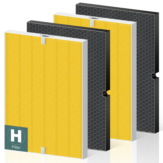 116130 Pet Care Replacement Filter H for Winix 5500-2 AM80 Plasmawave Air Purifier, High Efficiency Filter and Activated Carbon Filter Combo Pack, 2 Set, Yellow