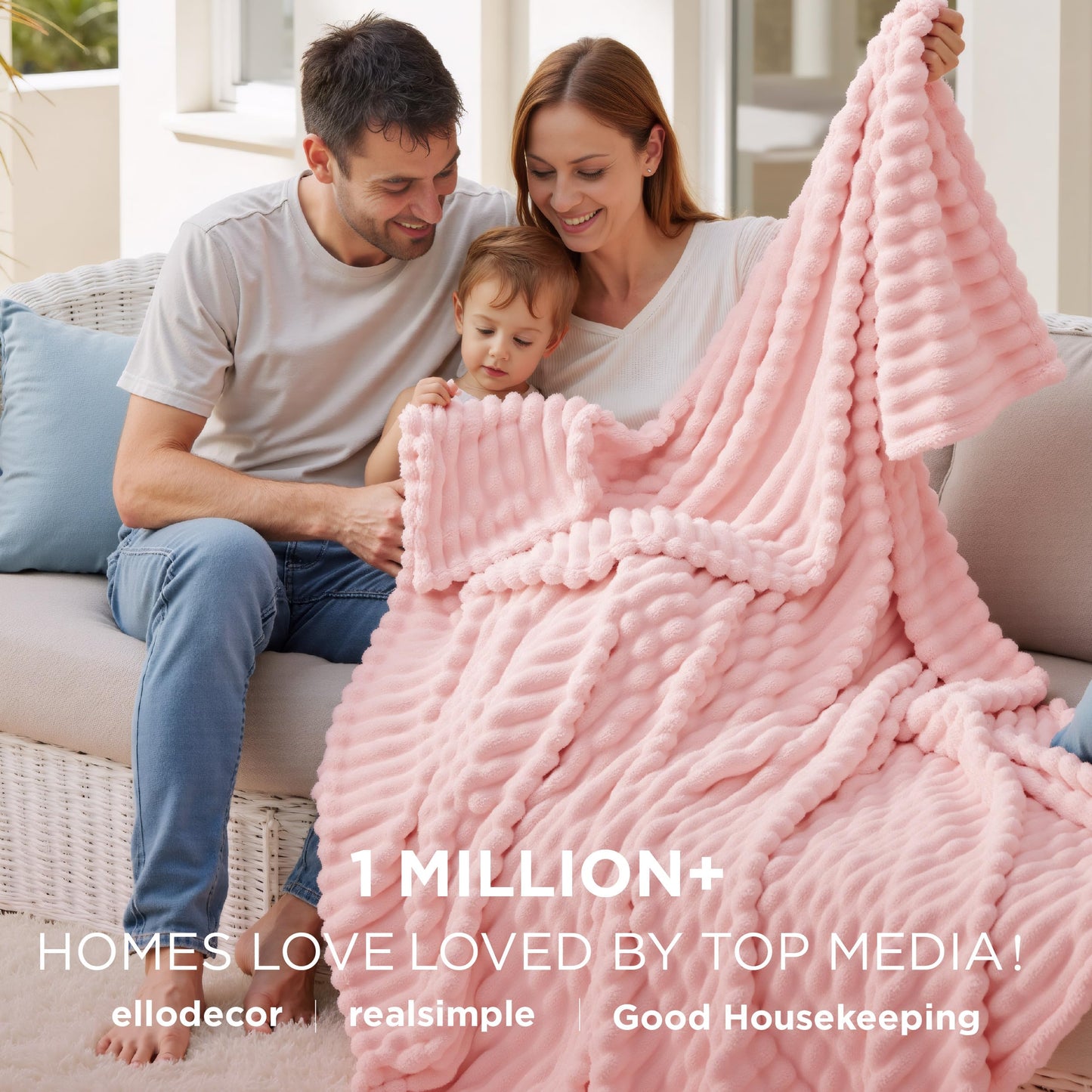 Bedsure GentleSoft Coral Pink Fleece Queen Blanket for Couch - Super Soft Cozy Blankets for Women, Cute Small Blanket for Girls, 90x90 Inches