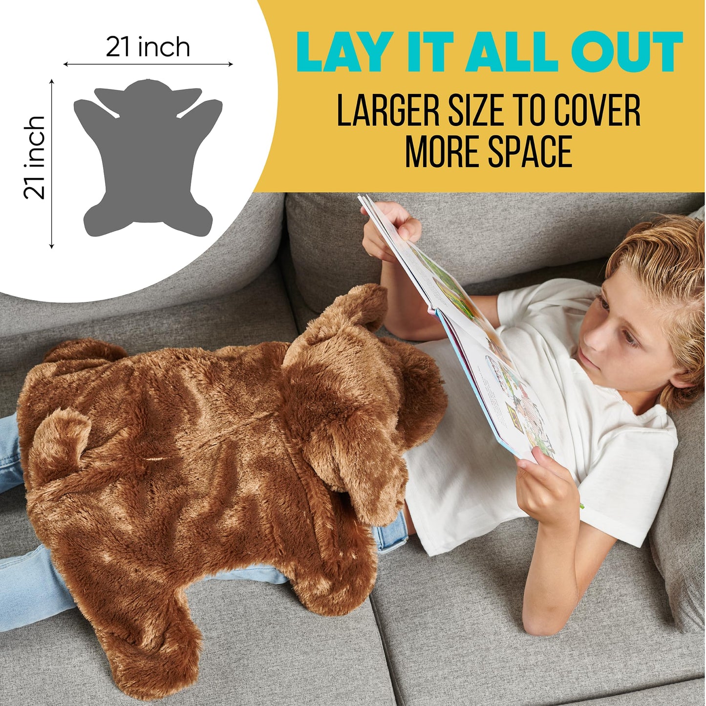 FRIENDLY CUDDLE Weighted Lap Blanket for Kids & Adults – Kids Weighted Blanket – ASD, Sensory Processing Weighted Stuffed Animals Dog Toy – Microwavable Weighted Lap Pad for Kids, 5 Lbs