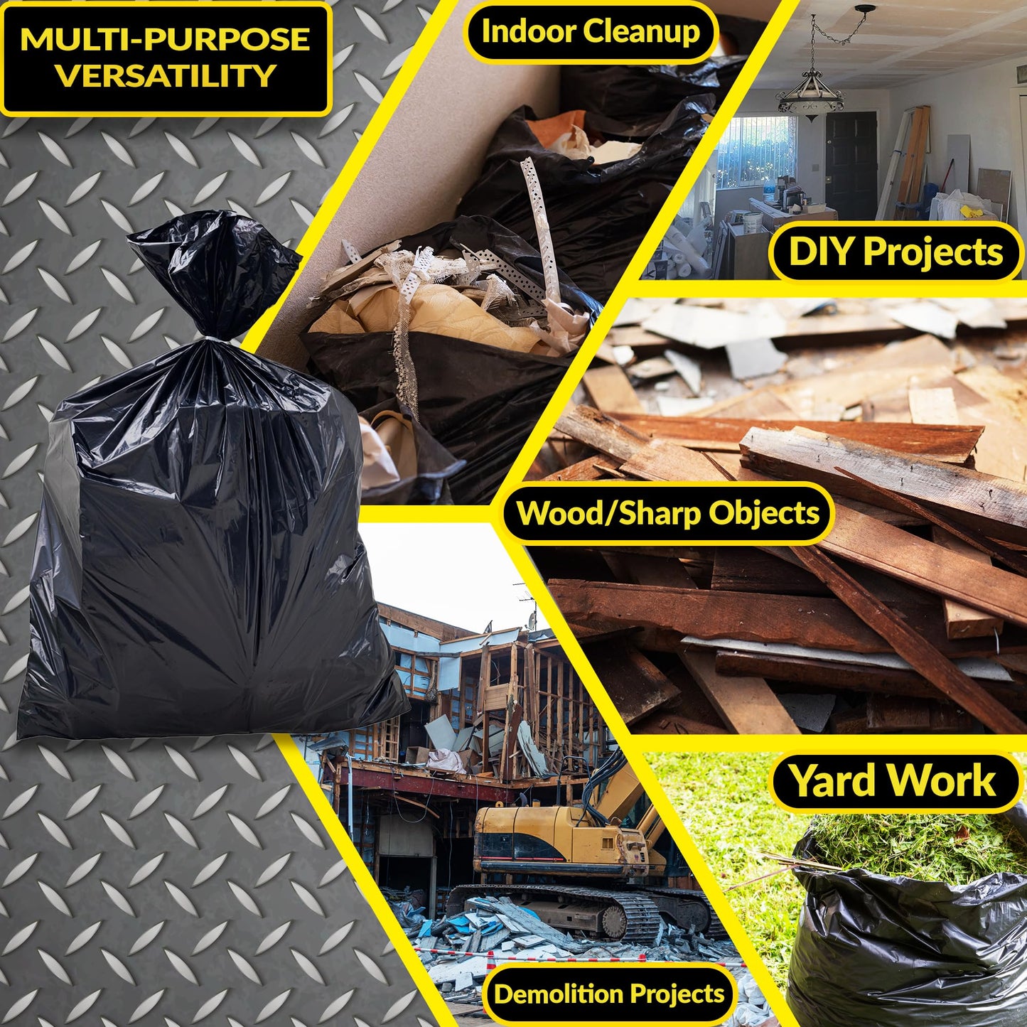 Reli. Contractor Garbage Bags 55 Gallon | 40 Trash Bags | Heavy Duty | Black Contractor