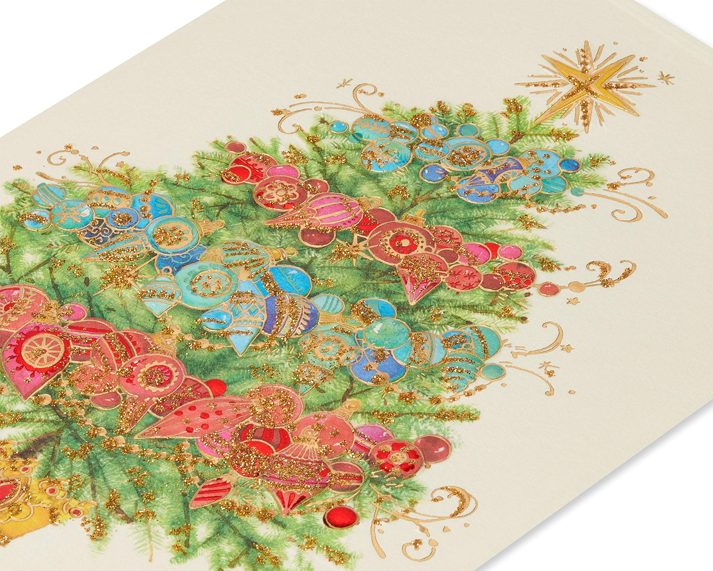 Papyrus Boxed Christmas Cards with Envelopes, Peace and Happiness, Christmas Tree (12-Count)