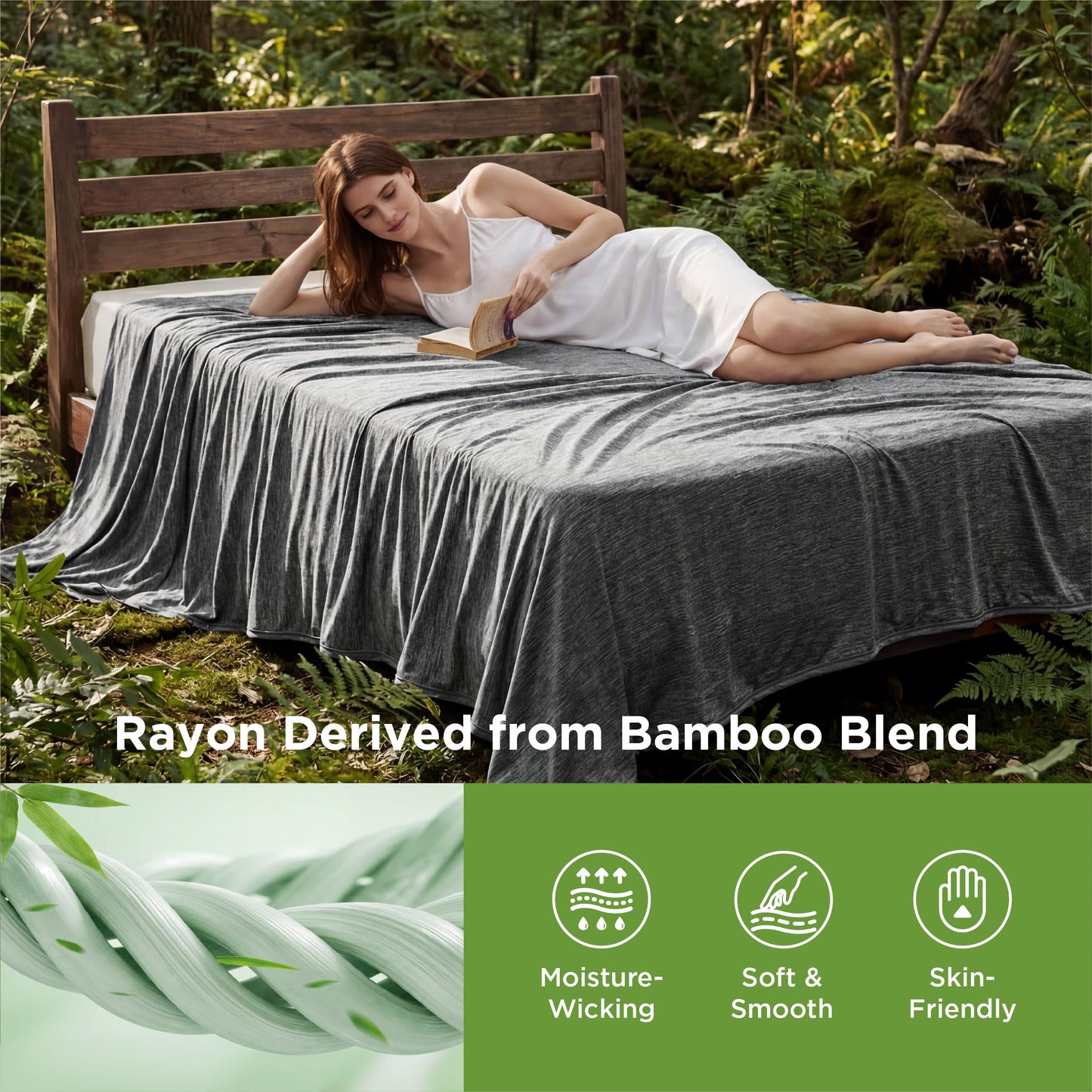 Bedsure Cooling Blanket Full Size for Hot Sleepers - Summer Cold Blanket for Bed with Rayon Derived from Bamboo, Ice Cool Cold Lightweight Arc-Chill Thin Summer Bedding, 80x90