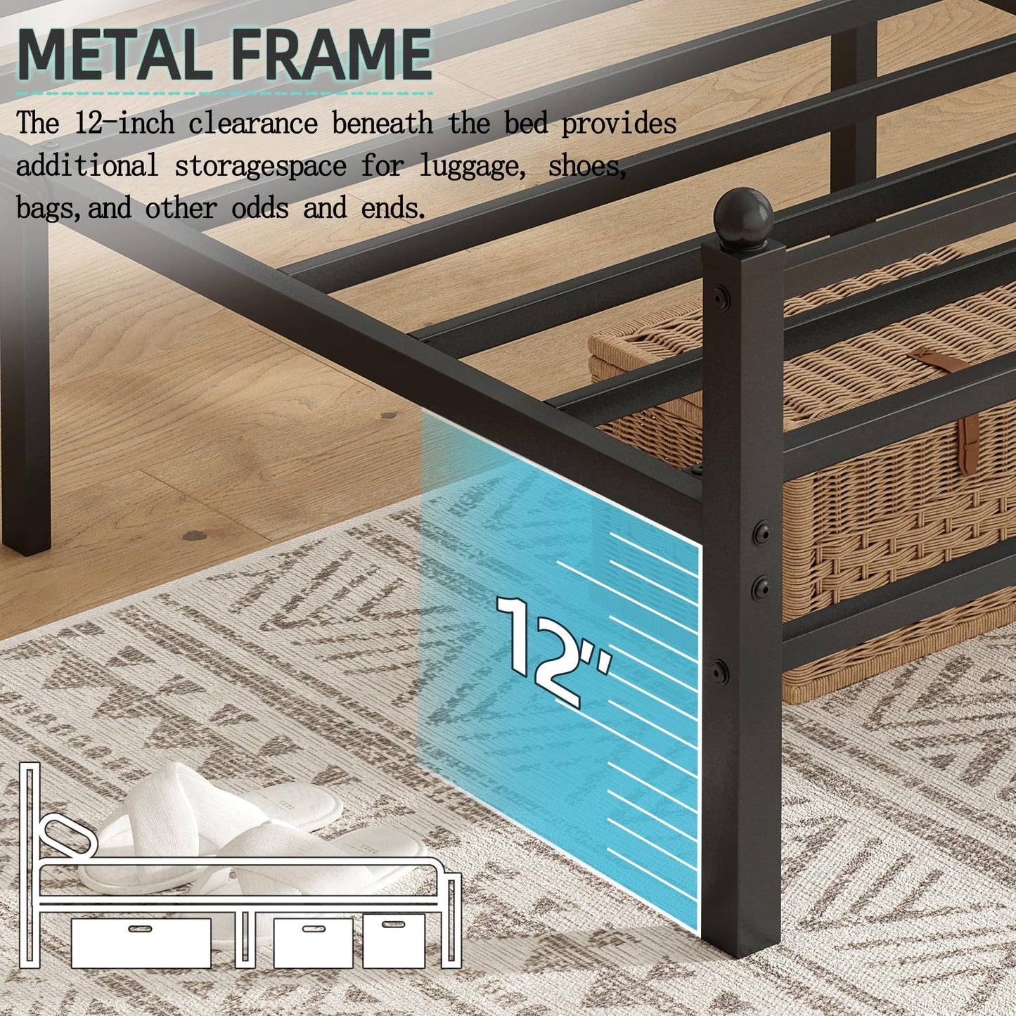 Steel Verve Twin Bed Frames with Headboard and Footboard, 14 Inch Metal Platform Twin Size Bed Frame with Steel Slat Support, No Box Spring Needed, Noise Free, Easy Assembly, Black