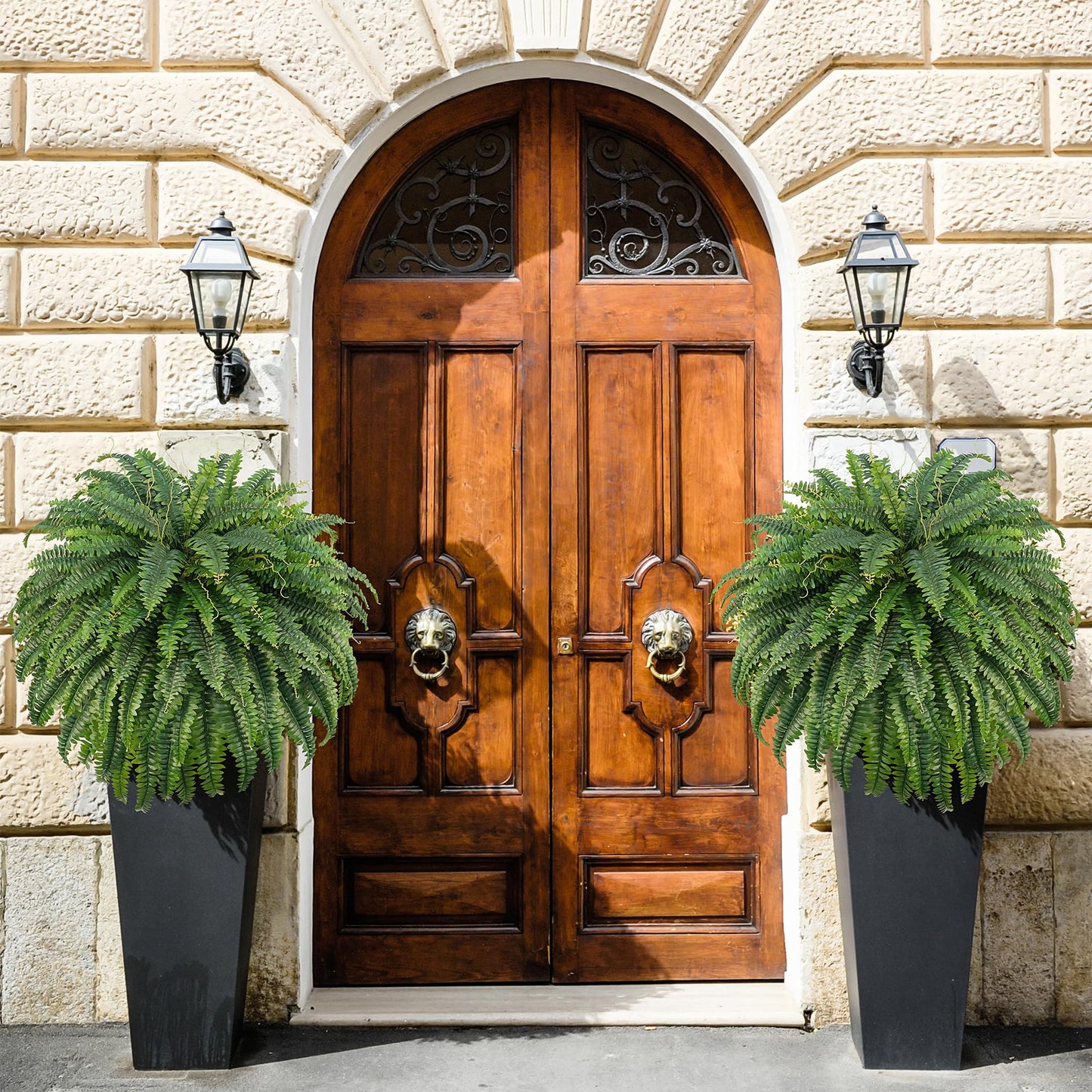FOREST PRINCE 50" Artificial Boston Ferns, Fake Bush Plants, Large Faux Ferns with 96 Fronds for Outdoors Home Decor