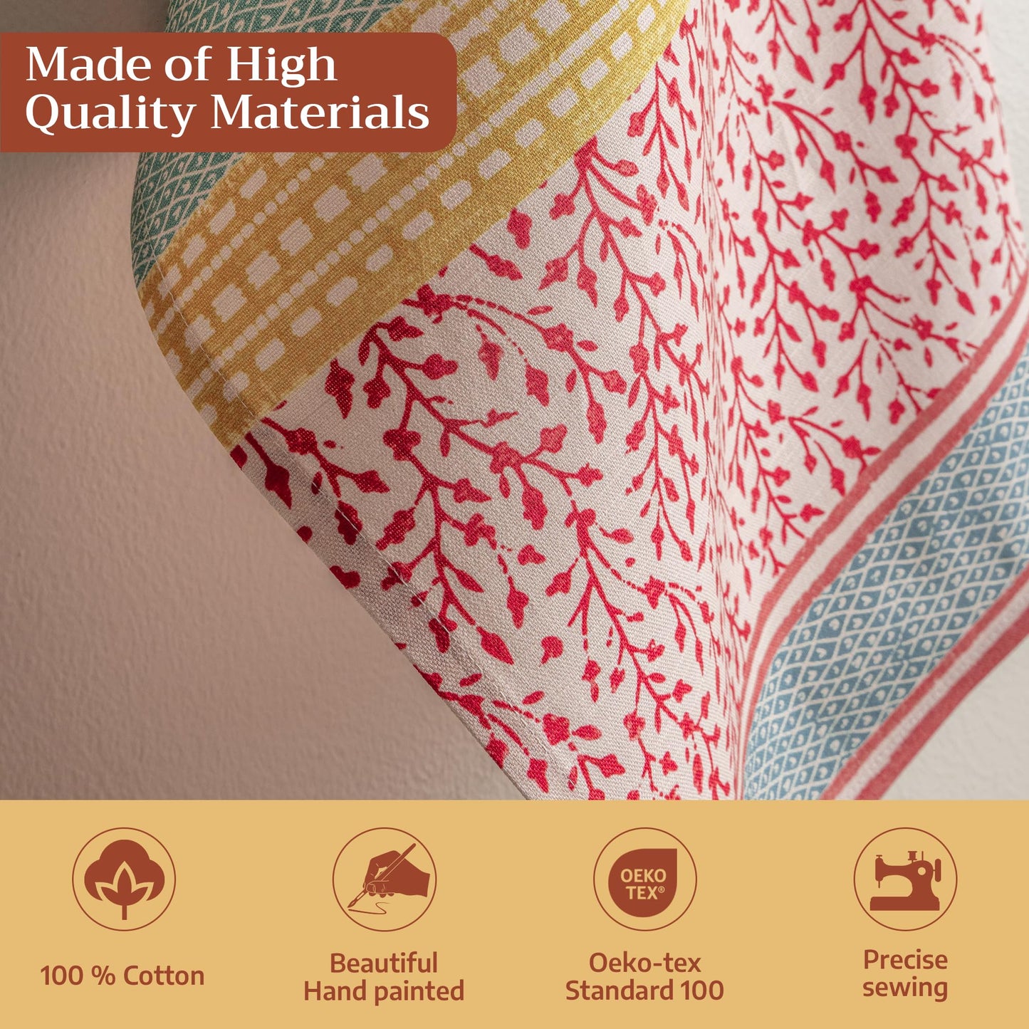 Maison d' Hermine Kitchen Towels Set of 3 100% Cotton 27.50" x 20" Reusable Cloth Tea Dish Towels Absorbent with Hanging Loop for Kitchen Farmhouse Hotel Spring Summer - Marquise