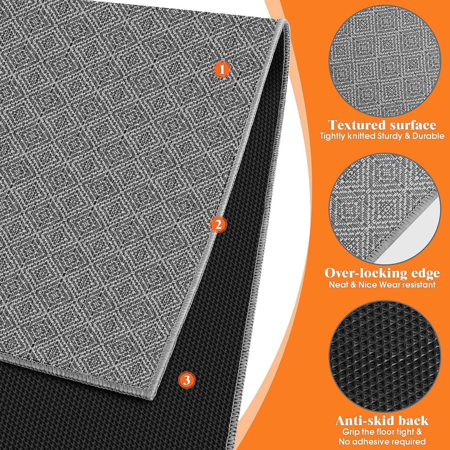 KMAT Office Chair Mat, 47x47in Heavy Duty Hardwood/Tile Floor Protector, Floor Mat Computer Desk Mat for Rolling Chairs, Work, Study, Office, Grey