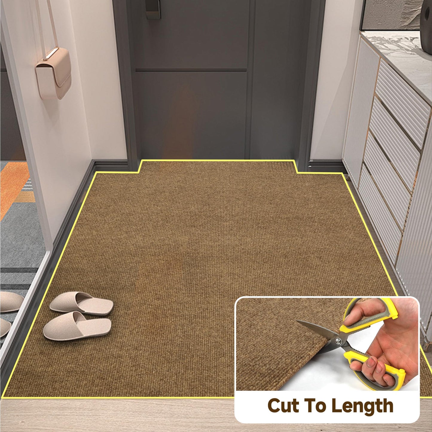 jxgzyy Extra Long Hallway Runner Rug, 3x16 Foot Commercial Outdoor Carpet Runner, Non-Slip Entrance Floor Mat for Narrow Halls, Patio, Garage and Entryways, Coffee