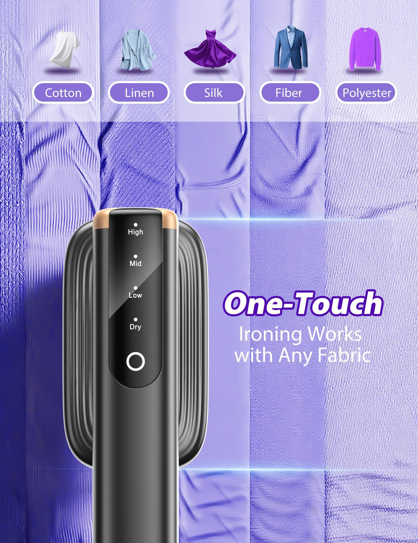 Travel Steamer for Clothes with 180 ml Water Tanks,15s Fast Heat-up,24 g/min Strong Steam Performance, Portable Garment Steamer with Touch Control, LED Display, Steam Iron(Black Gold)