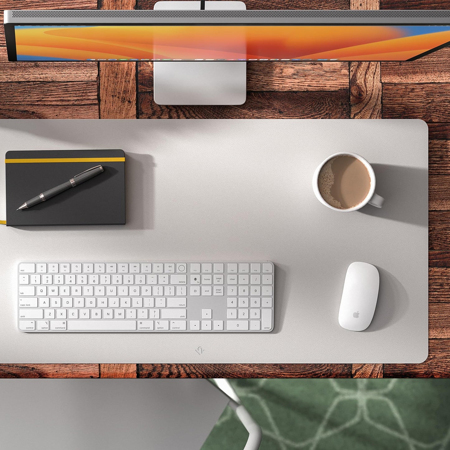 Twelve South Sustainable Leather Large Desk Pad - Desk Mat for Computer, Mouse Traction Surface, Desk Protector, Large Mouse Pad, Moisture and Heat Resistant, Non-Slip Desk Pad, Spill Resistant, Grey