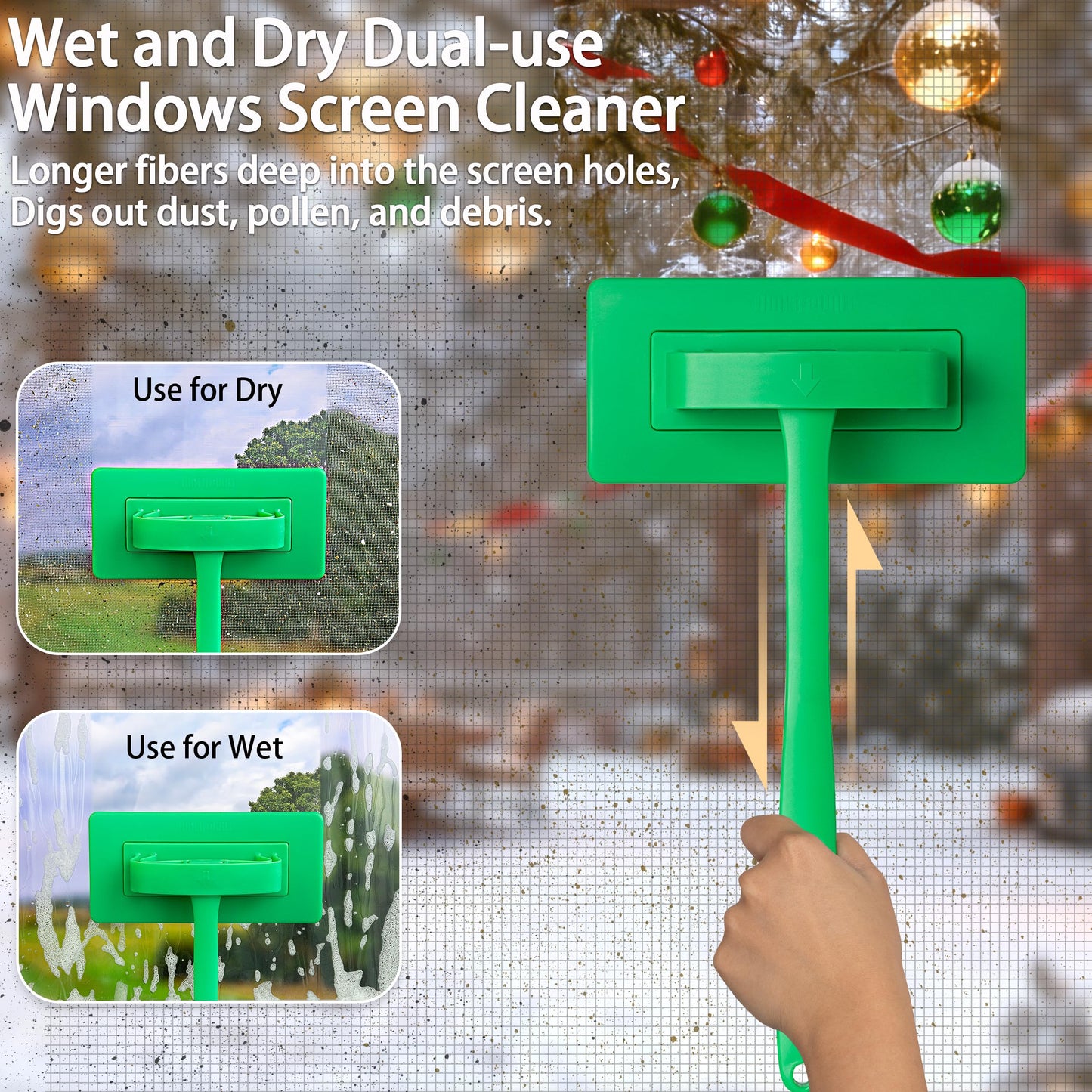MyLifeUNIT 2 Packs Mesh Screen Cleaner, Detachable Window Screen Cleaning Brush, Window Screen Cleaners Tool with Wet and Dry Dual-Use