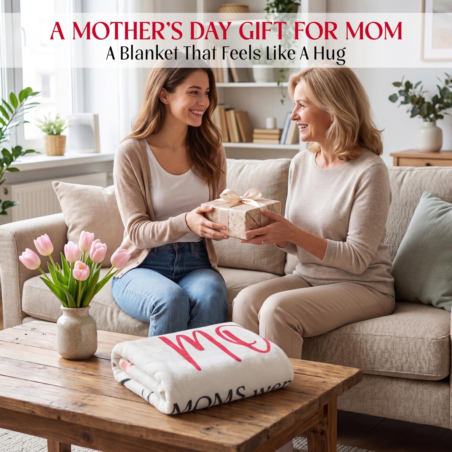 WRAPIX Mom Gifts from Daughters Sons - Soft Fleece Throw Blanket for Couch Bed 50x60 in - Mothers Day Birthday Gifts for Mom from Daughter Son, Sentimental Mothers Day Blanket, Mother Daughter Gift
