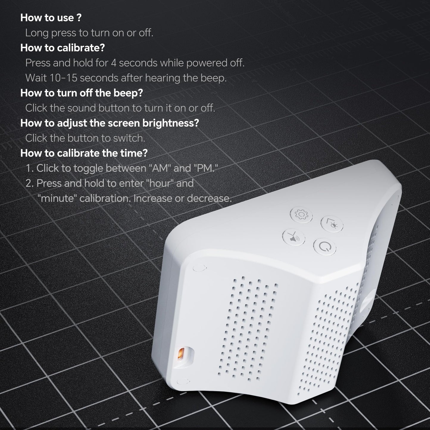 16-in-1 Air Quality Monitor Indoor, Portable Air Quality Tester for Home, Office, Formaldehyde Detector with Beep Alarm, AQI | PM1.0 | PM2.5 | PM10 | CO2 |Temp | HUM | Time, Voc Tester (Bright White)