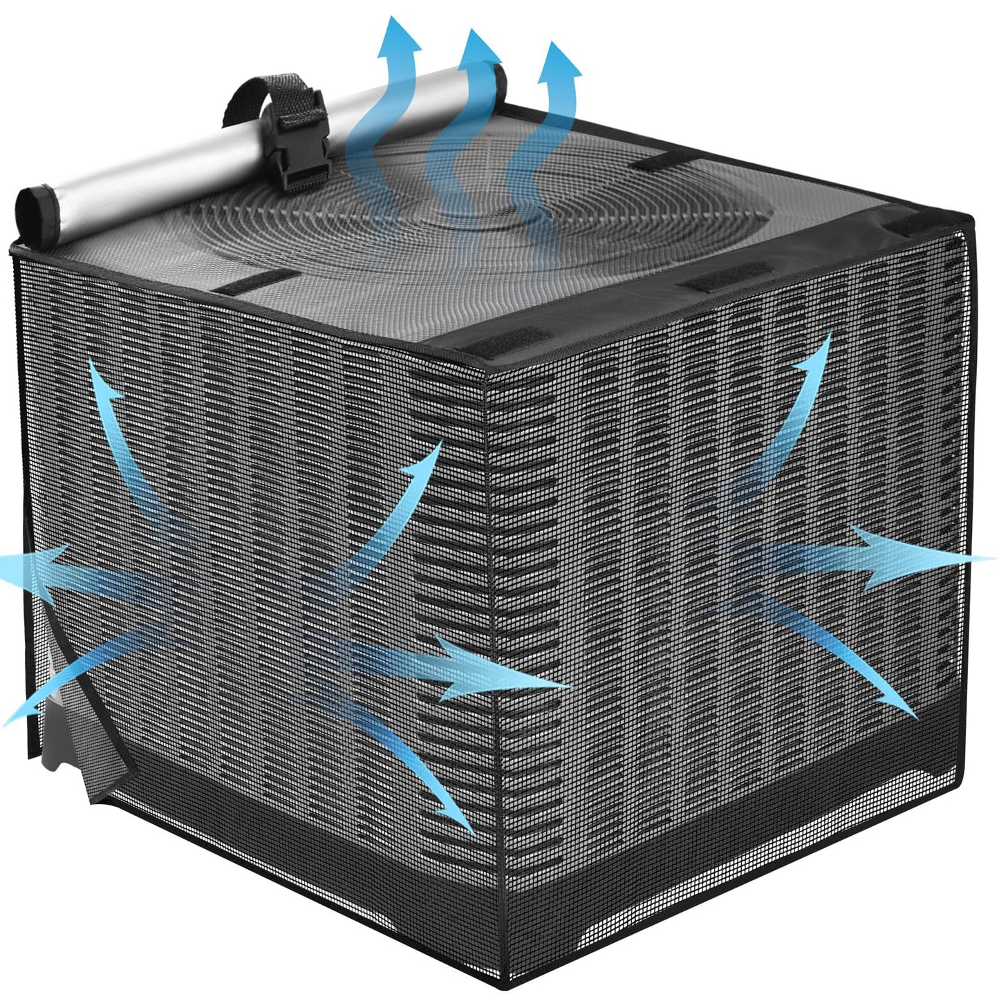 Air Conditioner Covers for Outside, Breathable Full Mesh With Waterproof Top Air Conditioner Cover for All Seasons, AC Unit Cover Protect from Cotttonwood Fluff, Leaves, Debris, 30x30x32 Inch-Black