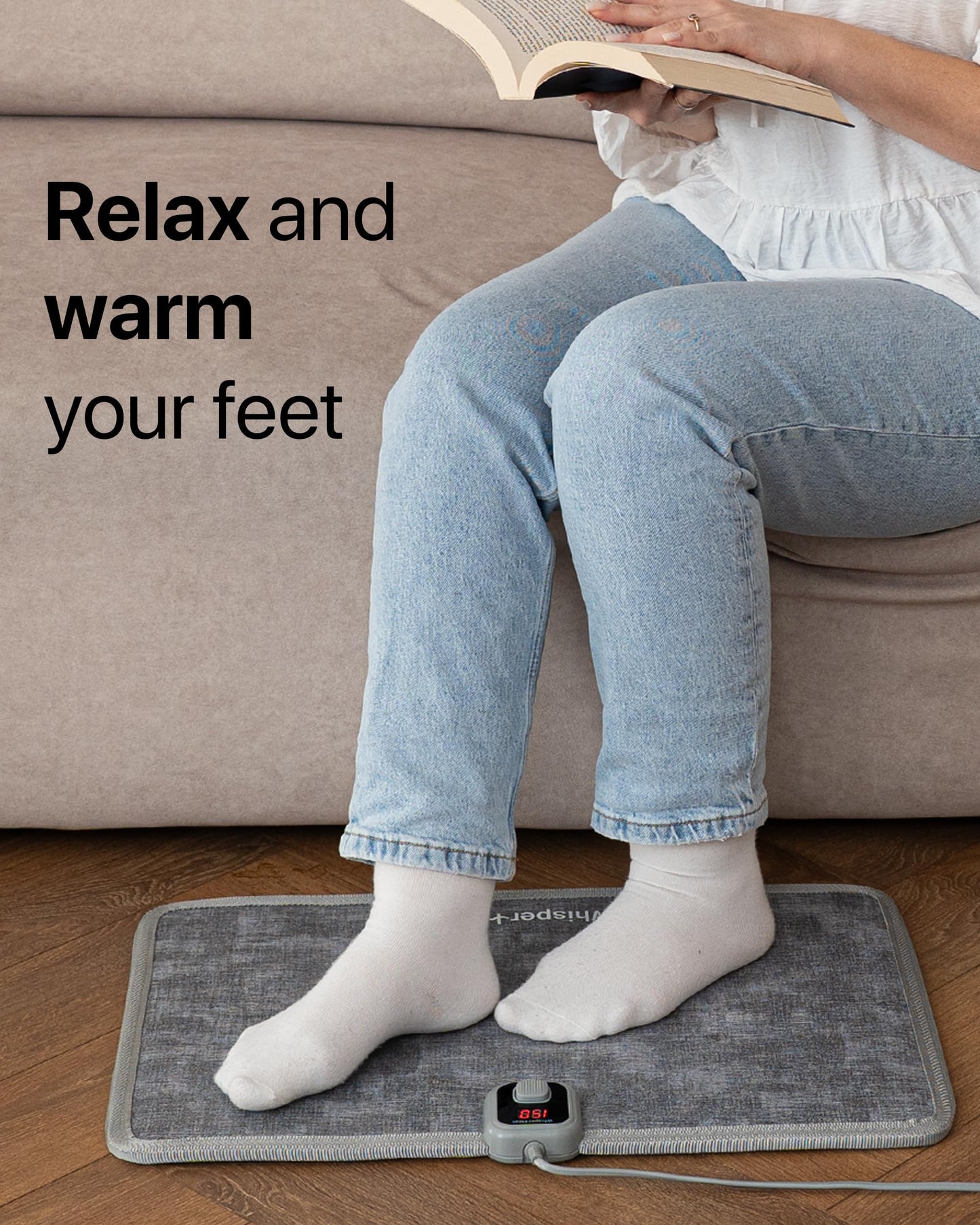 WhisperHeat™ Heated Floor Mat – Electric Tap-to-Activate Foot & Floor Warmer- Silent, Energy-Efficient Underfoot Heating Mat