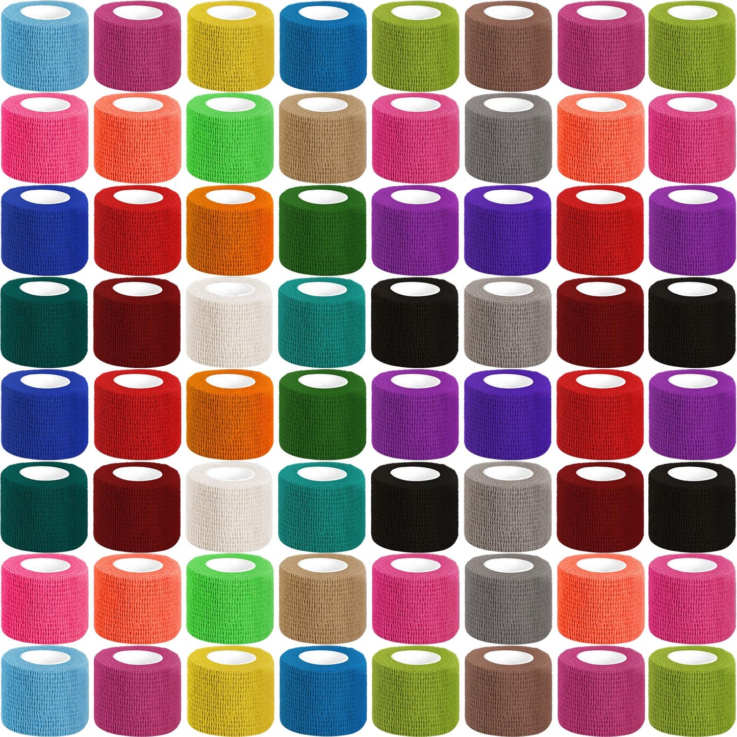 120 Pack Colorful Self Adhesive Bandage Wrap Bulk 2 Inch x 5 Yards Cohesive Bandage,Vet Wrap Breathable Elastic Self-Adherent Tape for Stretch Athletic Sports Wrist Ankle Dogs Pet Vet Wrap