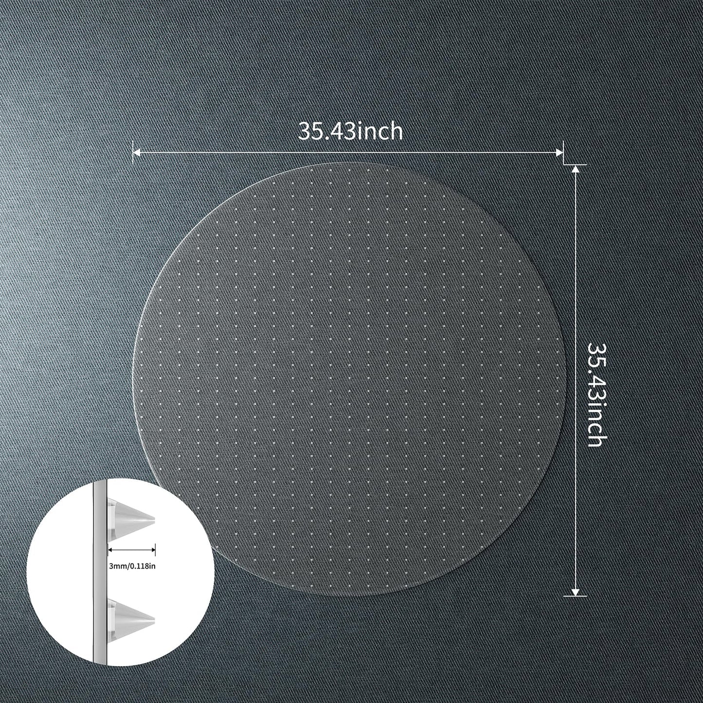 WASJOYE Office Chair Mat for Carpet, 36 Inch Round Chair Mat for Carpet with Non-Slip Studded for Home Office Rolling Chair