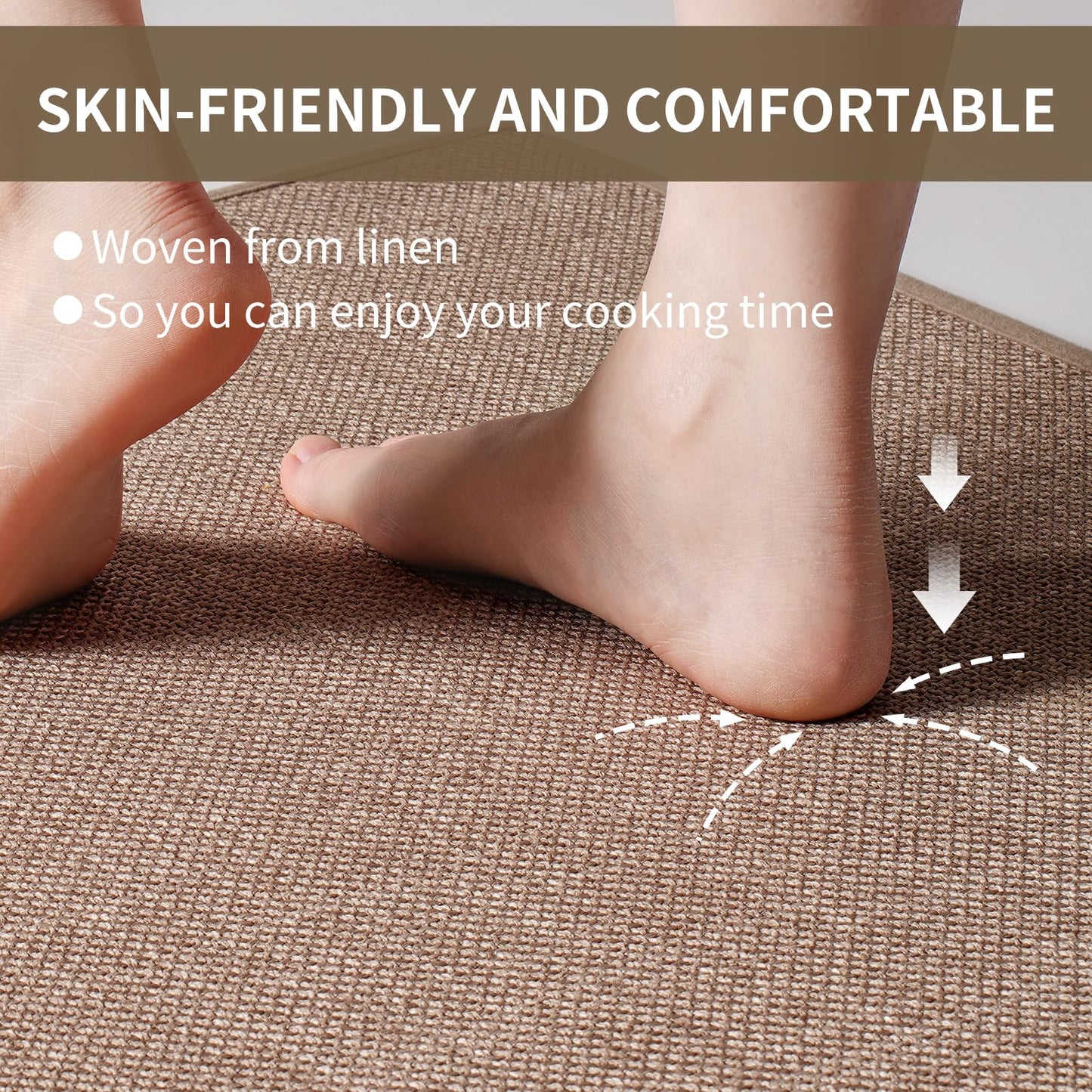 YDKGL Kitchen mats for Floor, Water and Oil Absorbent Runner Rugs for Kitchen, Kitchen Mat in Front of Sink,Non-Slip and Washable Kitchen Rugs,Braided Quick Dry Kitchen Standing Mat 17x47 Brown