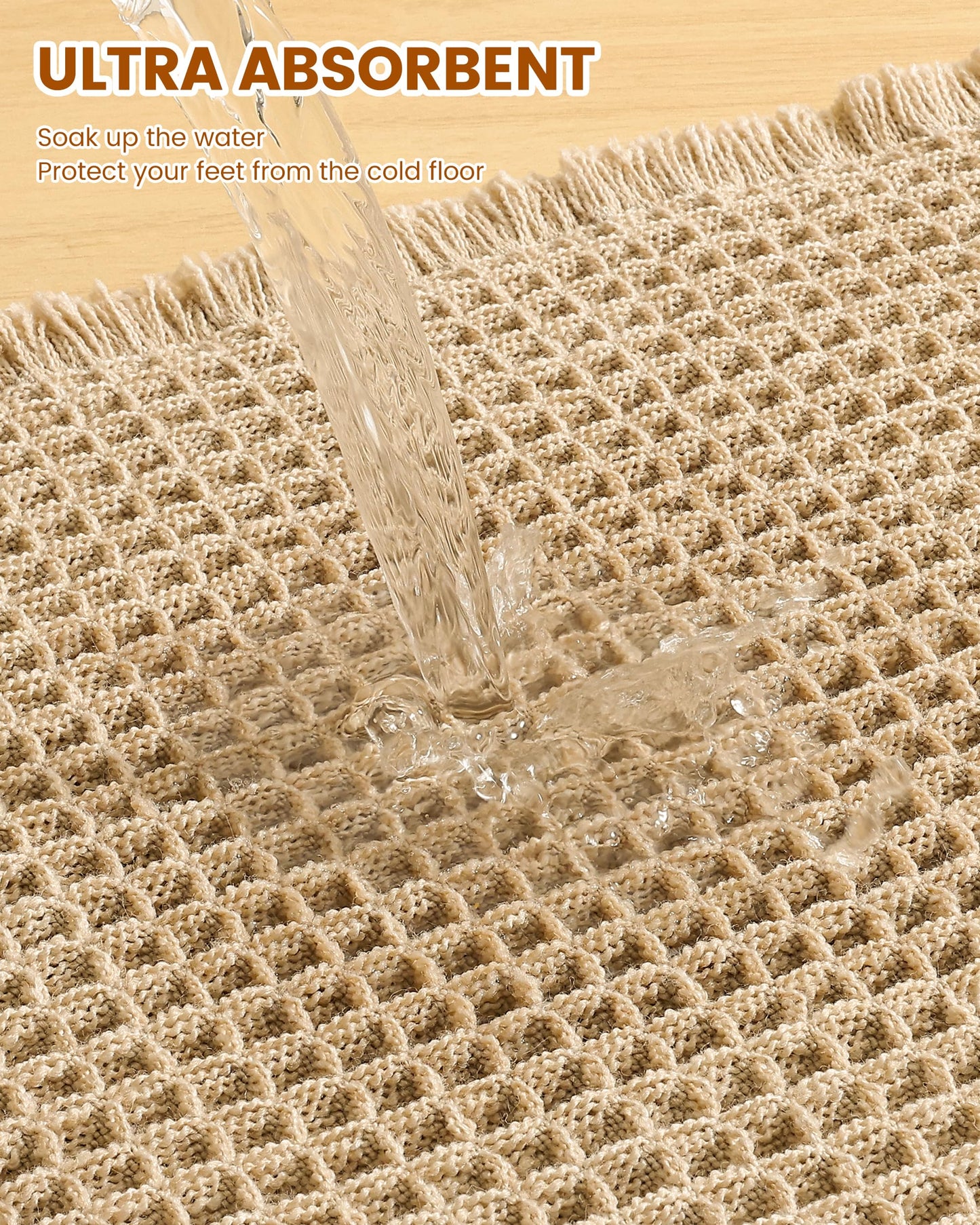 Smiry Waffle Bath Mat 72x24, Extra Soft Absorbent Bathroom Rugs, Non Slip Machine Washable Quick Dry Bath Rugs for Bathroom Floor, Tub, Shower, Home Decor Accessories, Brown
