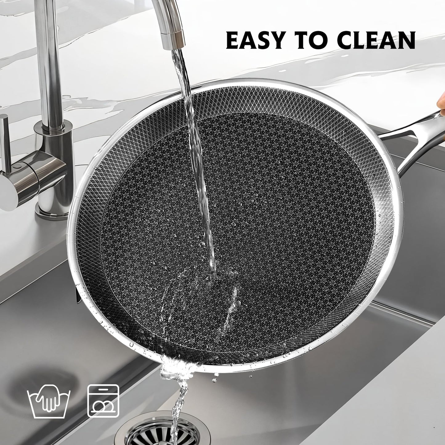 SNOWCLAD Crepe Pan,12 in Nonstick Crepe Pan, Stainless Steel Flat Skillet,Non Stick Dosa Tawa Comales Para Tortillas Pancake Pan,Dishwasher and Oven Safe Cookware,Induction Compatible, PFOA Free