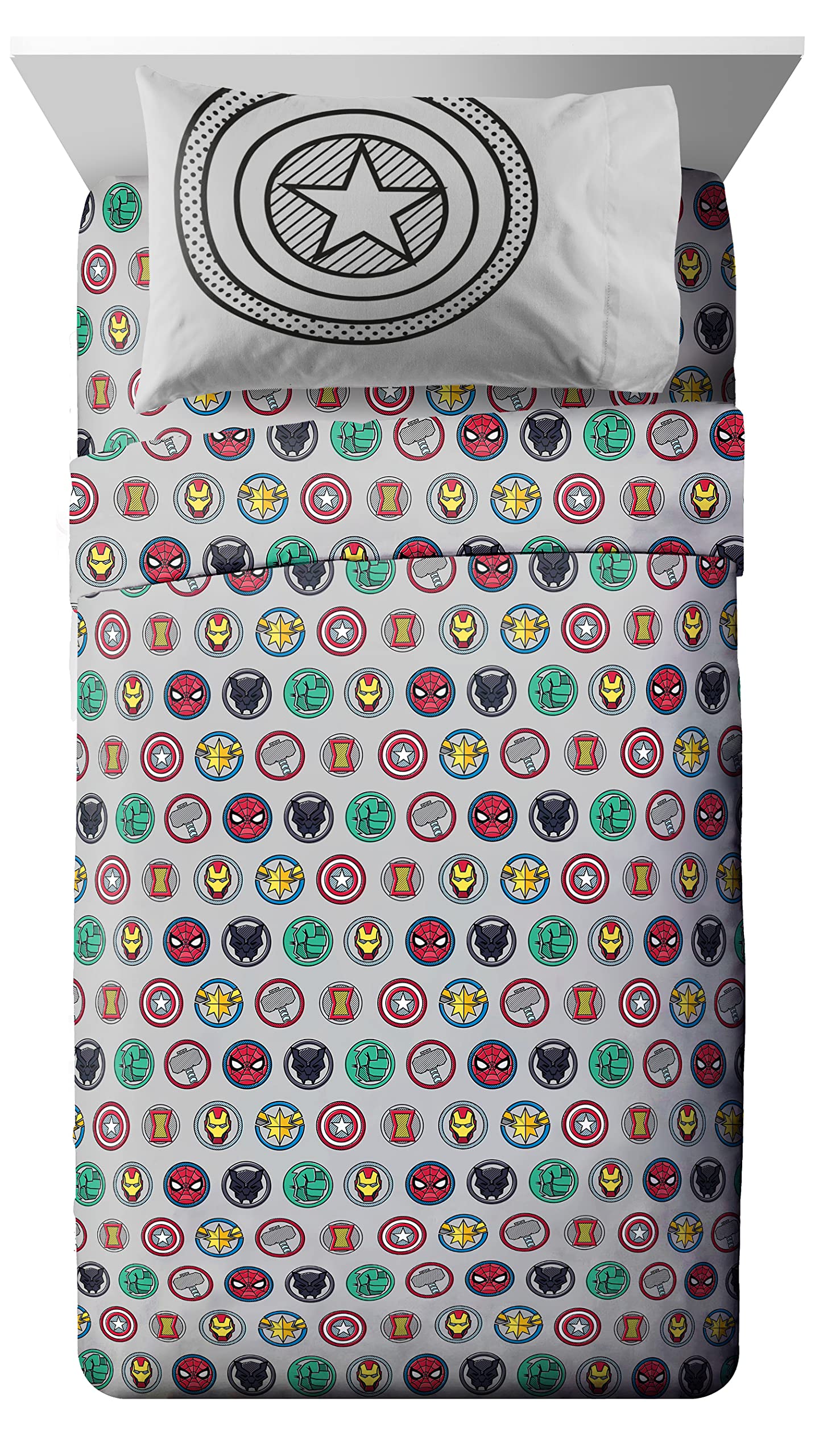 Jay Franco Marvel Avengers Pop 5 Piece Twin Size Bed Set - Includes Comforter & Sheet Set - Super Soft Fade Resistant Microfiber (Official Marvel Product)