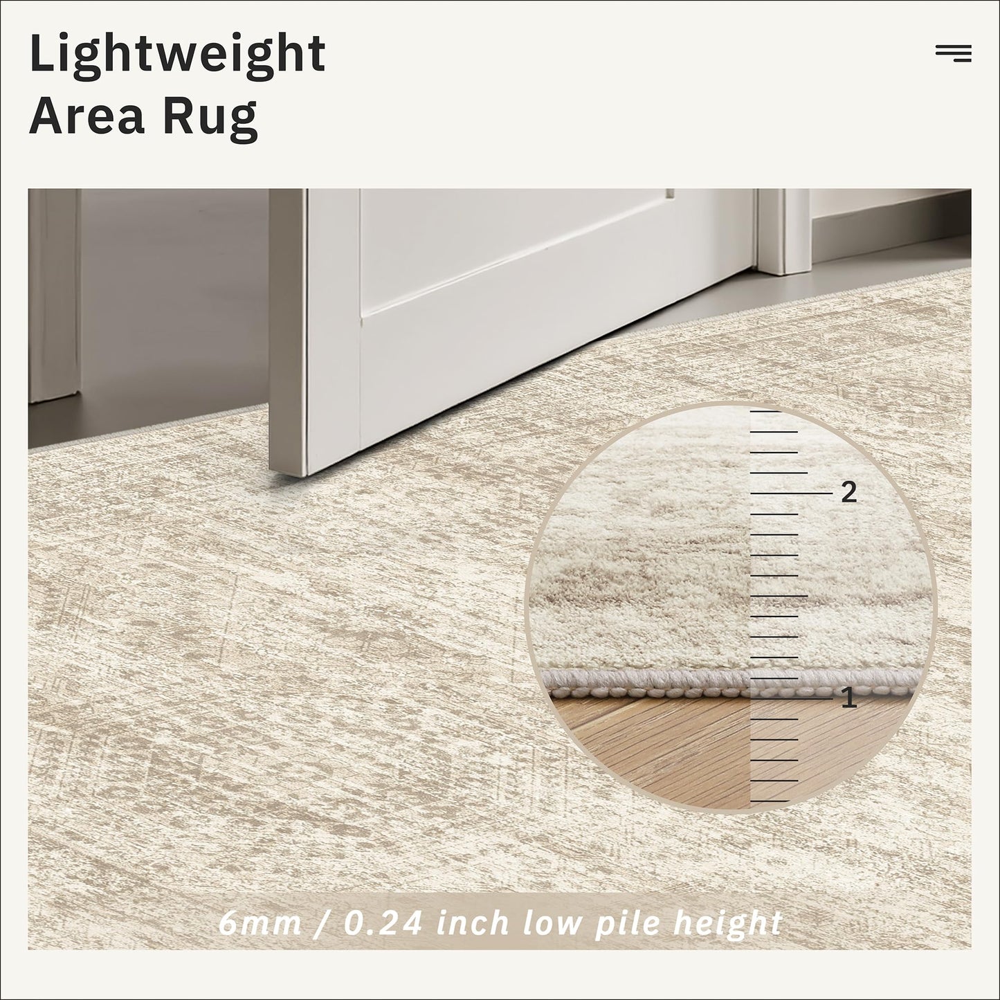 Soalmost 5x7 Area Rugs Beige Low Pile Indoor Washable Trendy Faded Style Rugs for Bedroom Living Room Dining Room Foldable Non-Slip Thin Print Home Office Mat