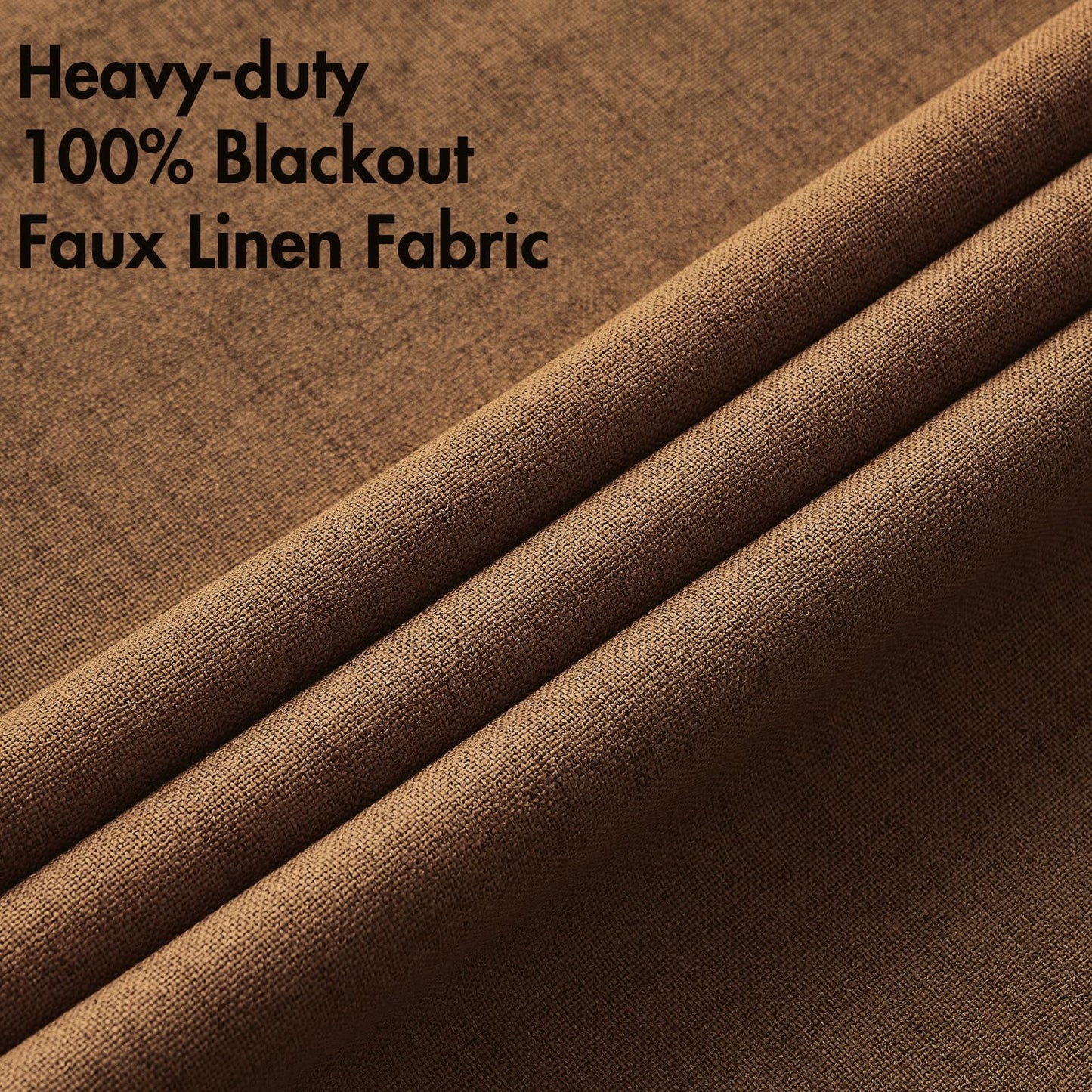 MIULEE 100% Blackout Linen Curtains for Bedroom Thermal Insulated Brown Grommet Room Darkening Curtains & Drapes Fall Decor for Living Room Nursery 52 x 84 Inch (2 Panels)