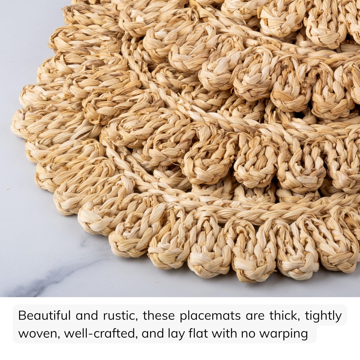 13.8" Corn Husk Woven Round Placemats Set of 6 - Wicker Boho Farmhouse Placemats - Rattan Table Mats for Dining Table, Wedding, Home