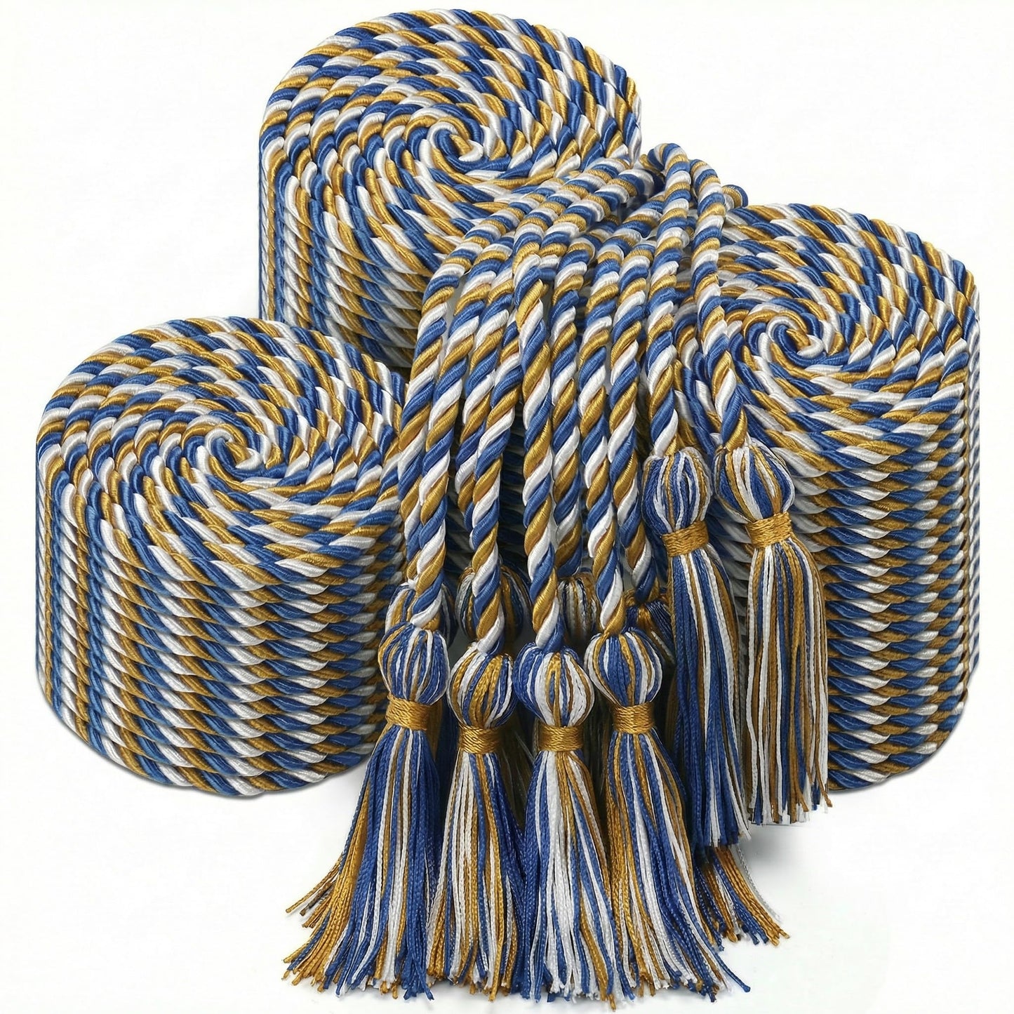 TFTAFAN 36 pcs Graduation Honor Cords Bulk 68" Grad Braided Honor Cord with Tassel for Commencement, Academic Achievements, School Ceremonies and Student Organizations (Royal Blue White and Gold)
