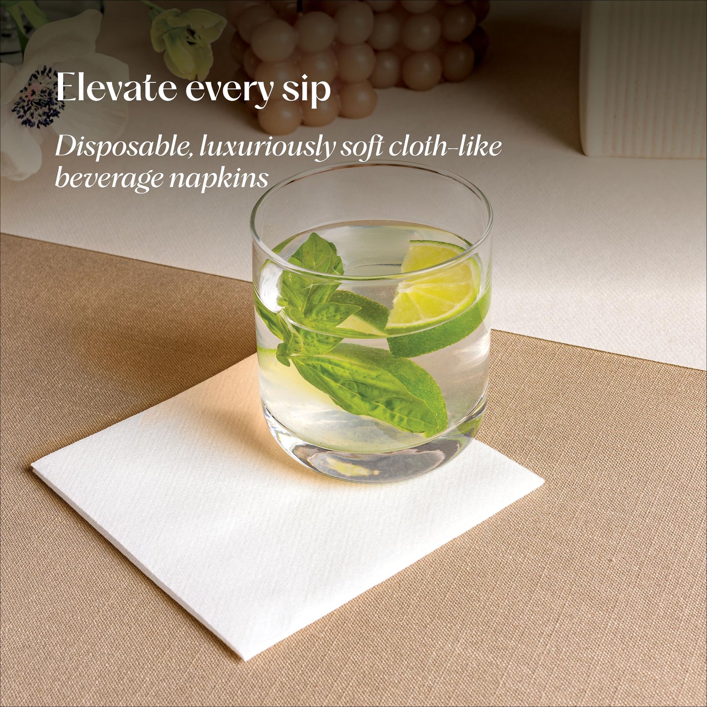 200 Linen-Feel Beverage Napkins - Disposable Cocktail Napkins, Made In USA - Soft & Absorbant Elelgant Paper Napkins For Bar, Café, Restaurant Or Event