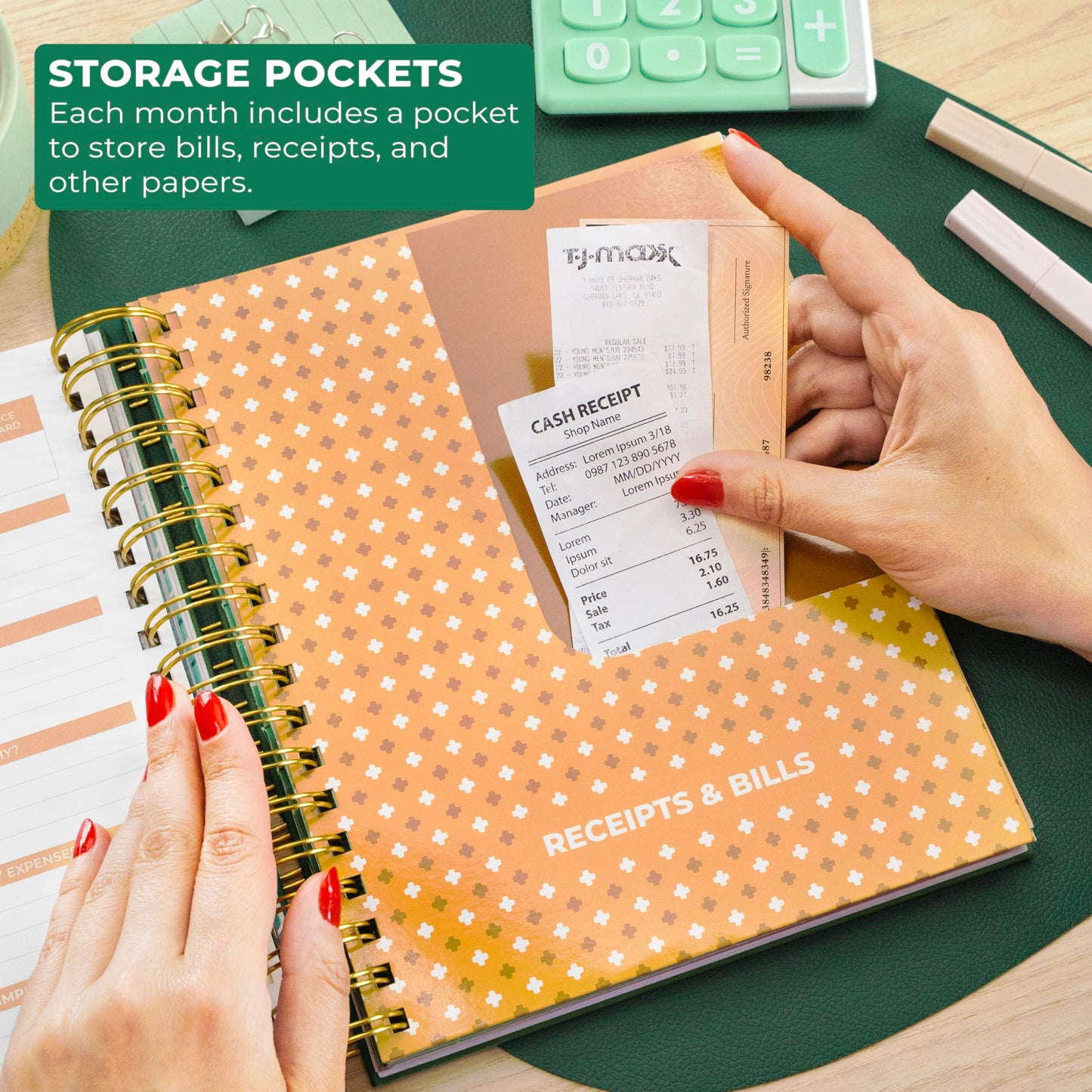 Clever Fox Budget Planner & Monthly Bill Organizer With Pockets. Expense Tracker, Budgeting Journal & Financial Book. Large, 8x9.5" (Dark Green)