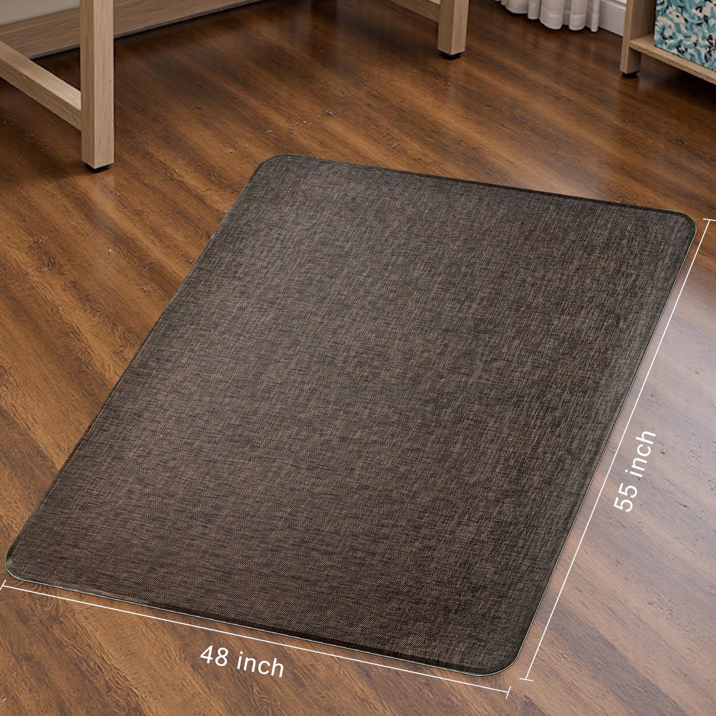 Sycoodeal Office Chair Mat for Hardwood & Tile Floor,Computer Gaming Chair Mat for Rolling Chairs Non-Curve, Anti-Slip, Heavy Duty Floor Protector for Home Office,Dark Coffee (48" x 55")