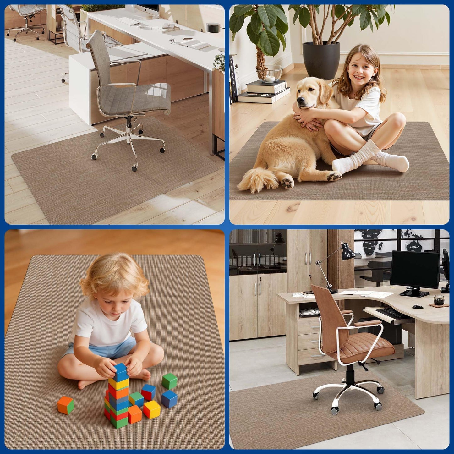 Naturei Office Chair Mat for Hardwood & Tile Floor, 36" x 48"Anti-Slip Desk Chair Mat, Easy Glide Floor Protector for Rolling Chairs, Floor Mat for Office Chair for Home Office (Dark Brown)