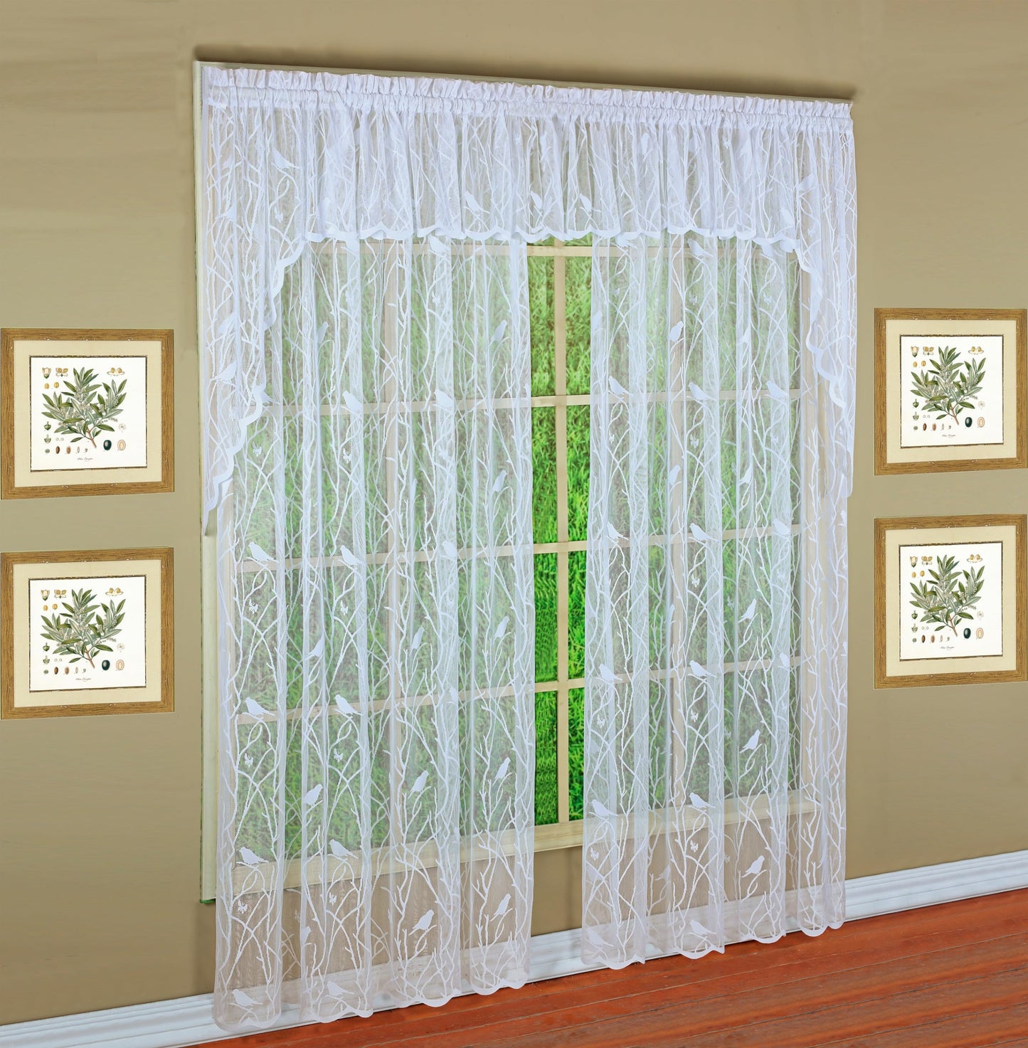 Today's Curtain, Songbird Semi-Sheer Lace Swag 38", White, 56" W x 38" L