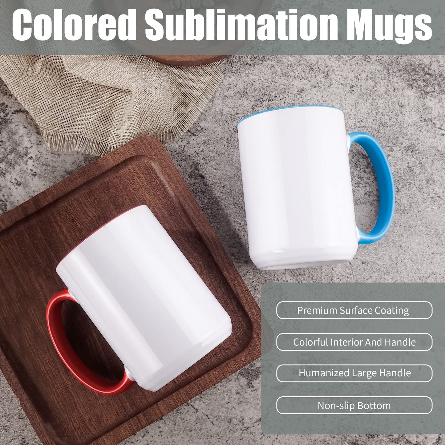 Sublimation Mugs 15 oz Set of 12 Bulk Coffee Mugs with Box Sublimation Blanks Tazas Para Sublimar Coffee Cups 6 White and 6 Black