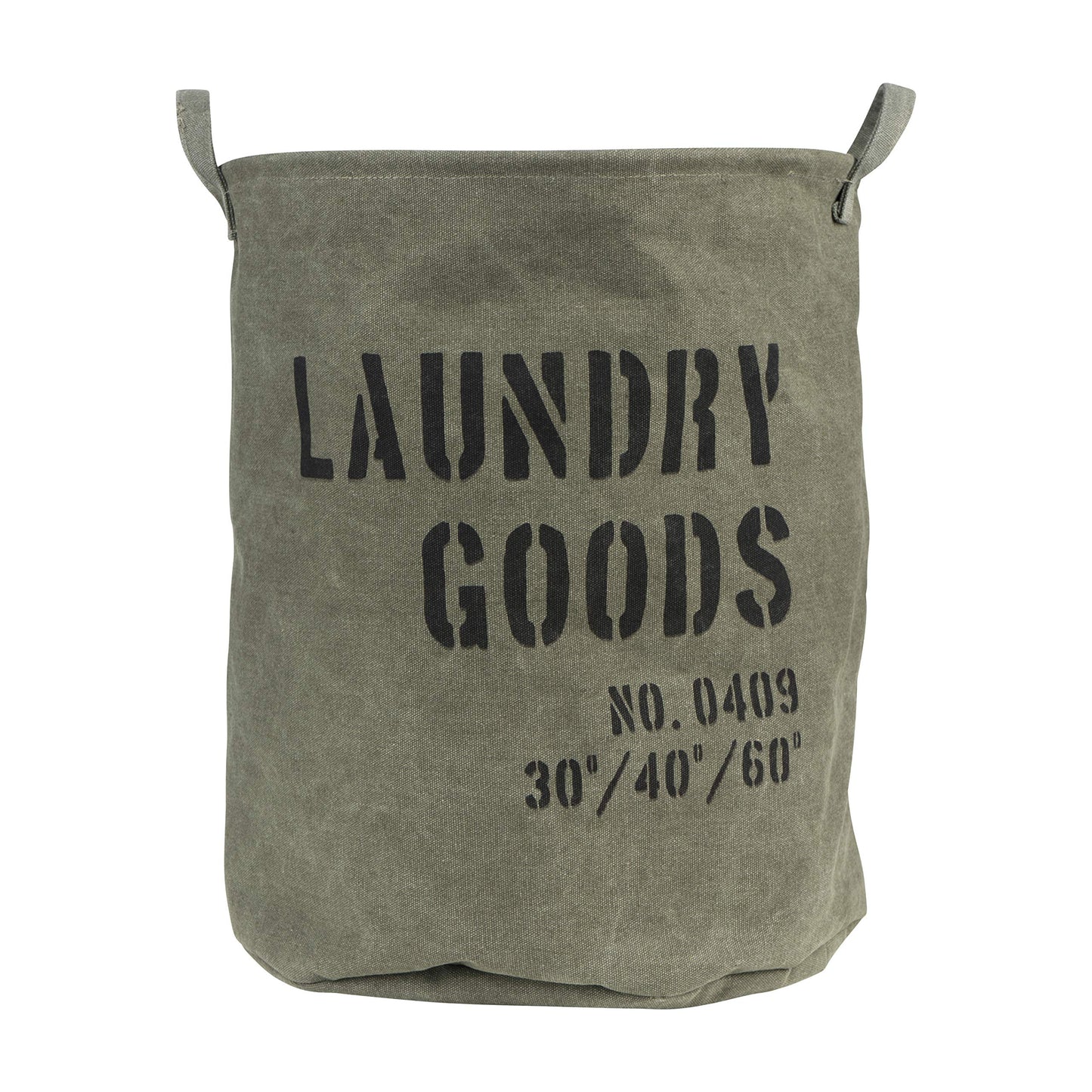 Danya B. LY952 Decorative Collapsible Portable Fabric Laundry Basket - Foldable Canvas Clothes Hamper with Handles - Khaki Green