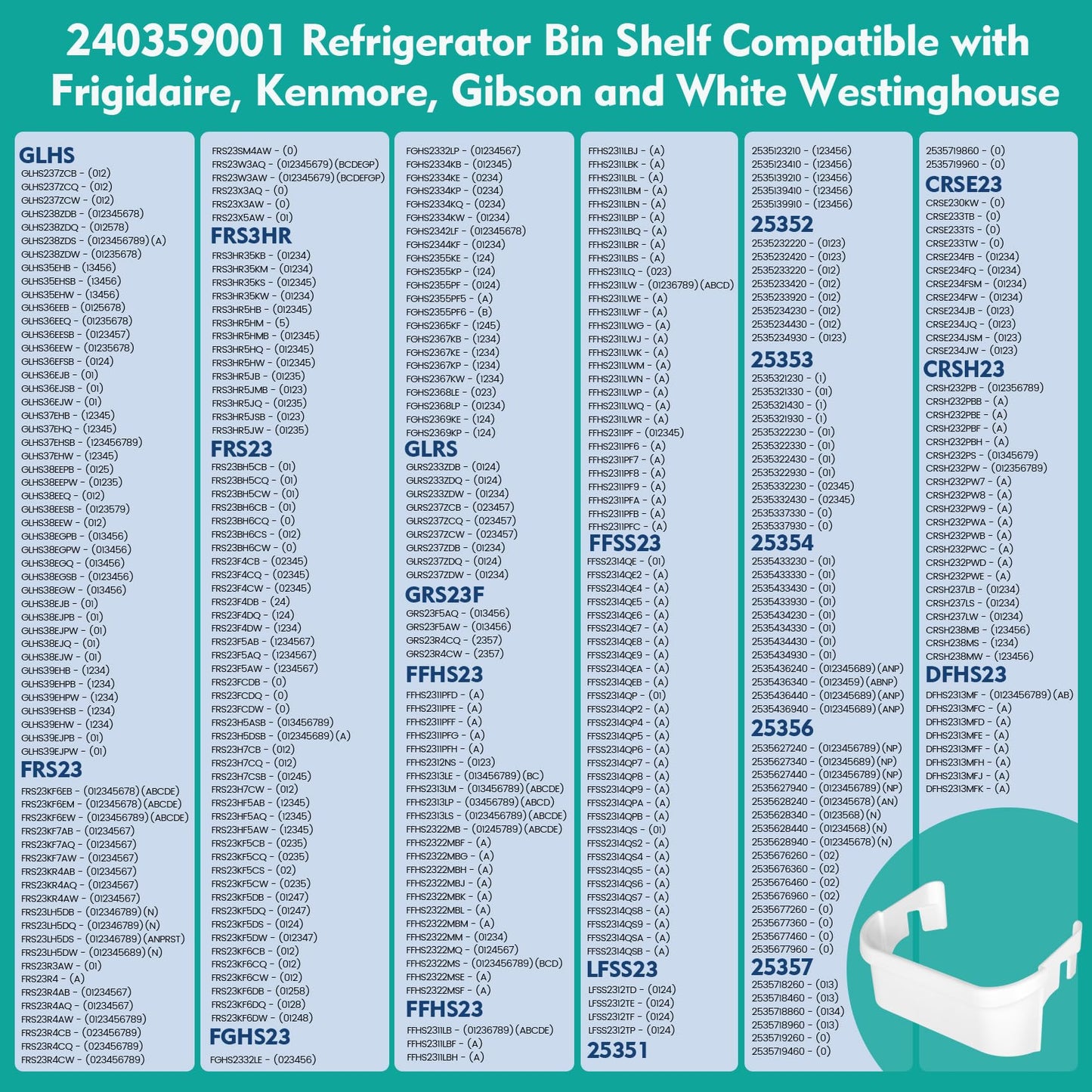 Bullro UPGRADED 240359001 Freezer Door Bin Fits frigidaire 240359000 Replacement AP2116072 240359007 Freezer Door Bin, Also Compatible with ffhs2311lbra ffhs2311lwea 240359001 Freezer Door Bin