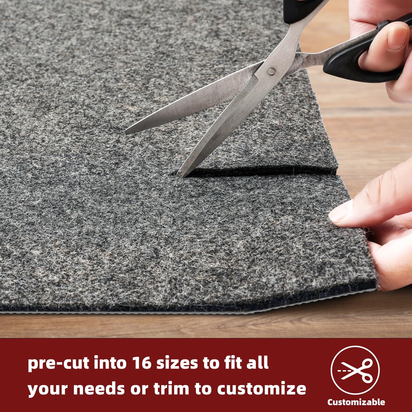 BAGAIL Felt and Natural Rubber Backing Rug Pads 1/4” Thick, 5 x 7 Ft Non Slip Carpet Gripper Keep Rugs in Place, Under Area Rug Protective Cushioned Pads, Carpet Runners, Hardwood Floors Protection