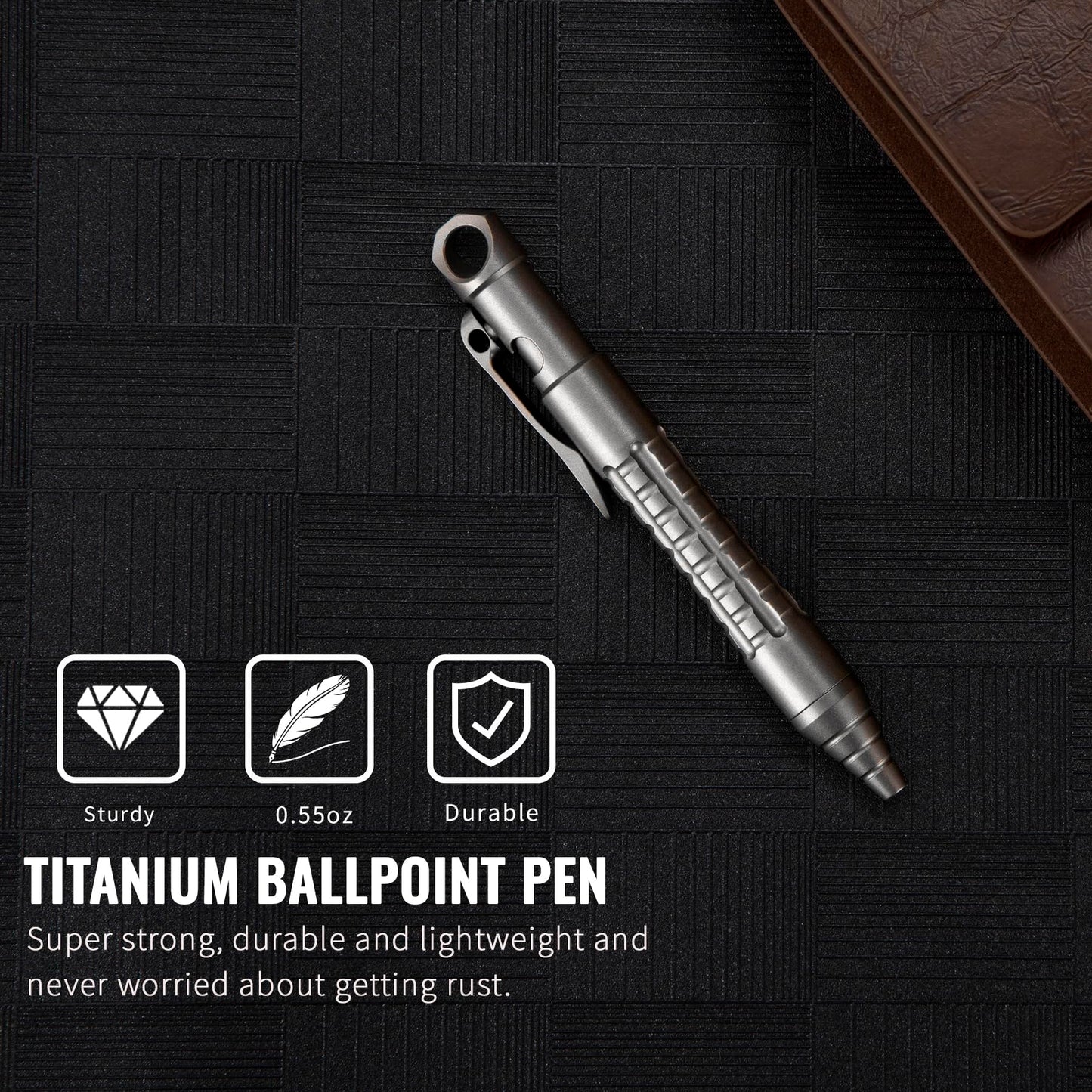TACRAY Titanium Bolt Action Mini Pen, Pocket Size EDC Pen with Lanyard Clip and LAMY Brand Refill