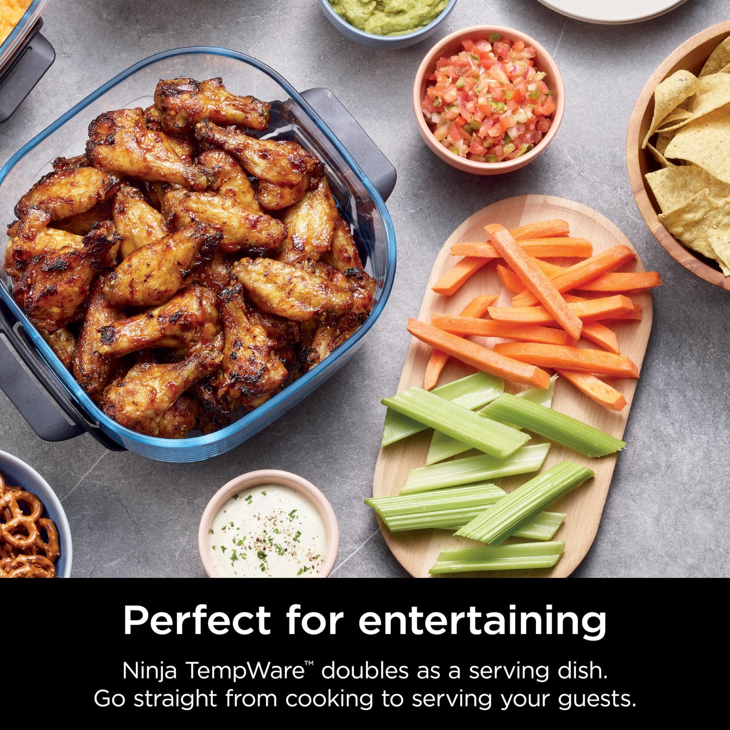 Ninja 4-QT CleanCrisp™ Glassware Container with Storage lid, Compatible with Ninja Crispi FN101 & AS101 Series, Microwave, Freezer & Dishwasher Safe, PFAS & PTFE Free Glass, XSKSFN4QT