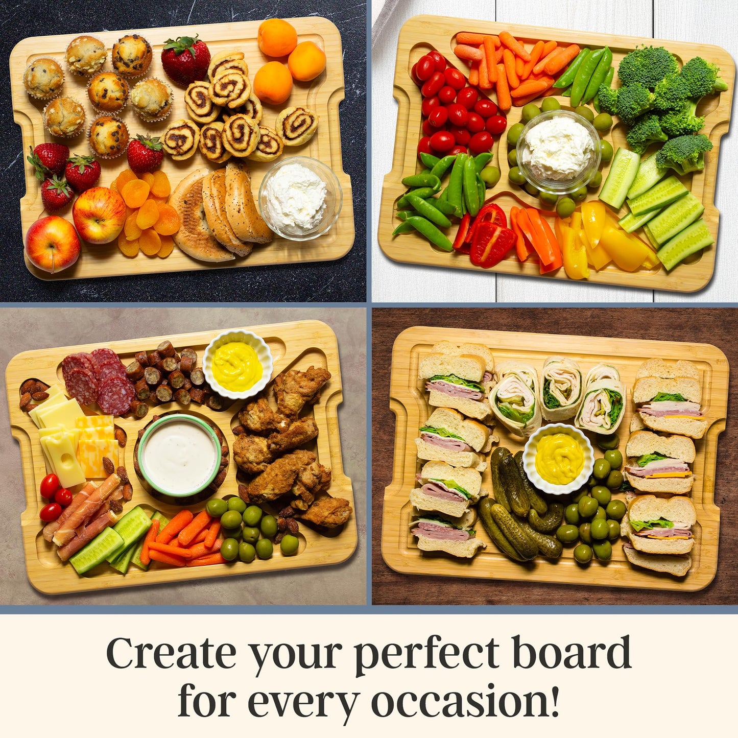 Totally Bamboo Flip, Serve & Store Charcuterie Board with Lid, Reversible Bamboo Cutting Board and Portable Cheese Tray with Compartments, Locking Travel Cover, 15.5 x 11.5 Inches