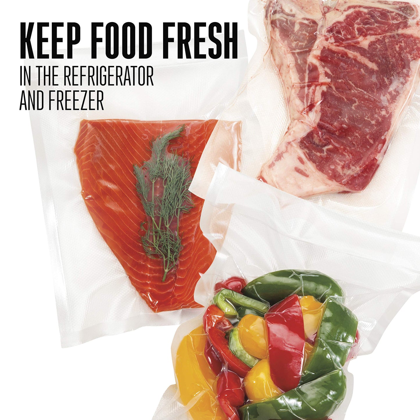 Weston Vacuum Sealer Bags, 2 Ply 3mm thick, for NutriFresh, FoodSaver & Other Heat-Seal Systems, for Meal Prep and Sous Vide, BPA Free, 11" x 16" (Gallon), 100 count, Clear