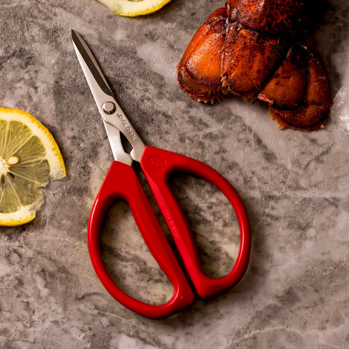 Joyce Chen Kitchen Shears 2-Pack - Includes 8-inch Deluxe and 6-inch Original Unlimited Kitchen Scissors, Dark Navy and Red Handles