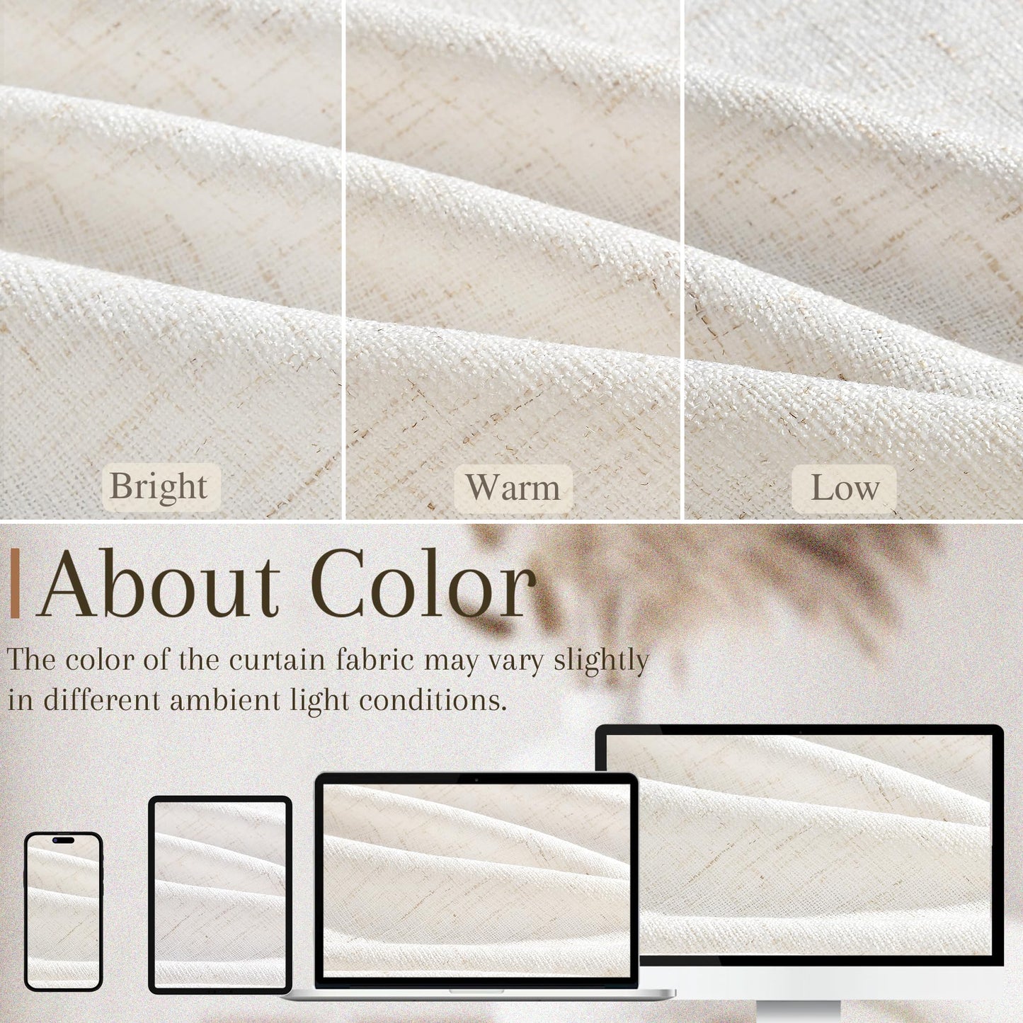 Joywell Linen Pinch Pleated Curtains 84 Inches Long 2 Panels for Living Room Bedroom Natural Cream Thick Boho Back Tab Semi Sheer Light Filtering Window Drapes Clip Rings Hooks Ivory Cream Birch