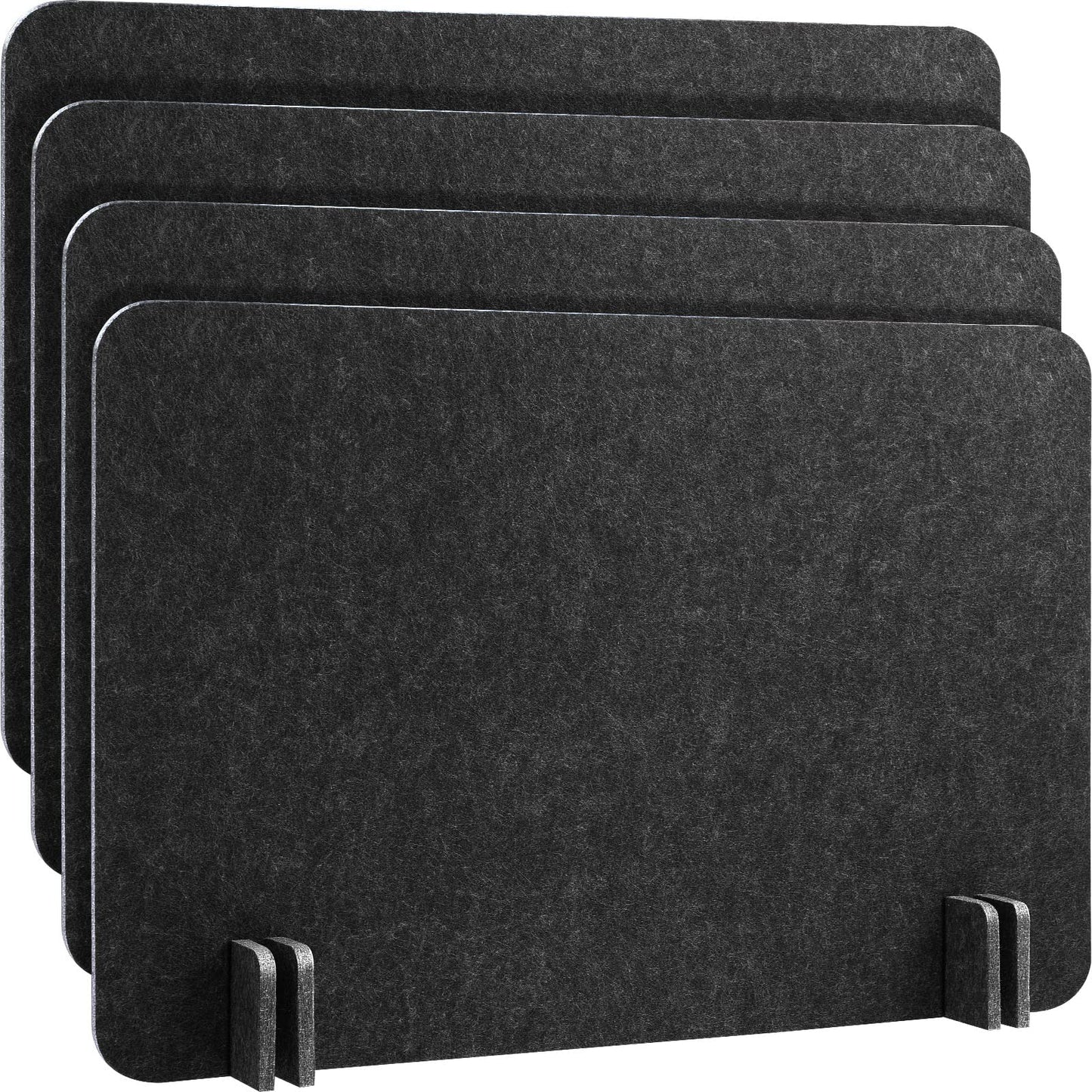 Fabbay 4 Pcs Acoustic Freestanding Desk Divider Desk Partition 16 x 24 Inch Table Freestanding Privacy Panel Visual Distraction and Noise Reducing for Office Classroom (Black Gray)