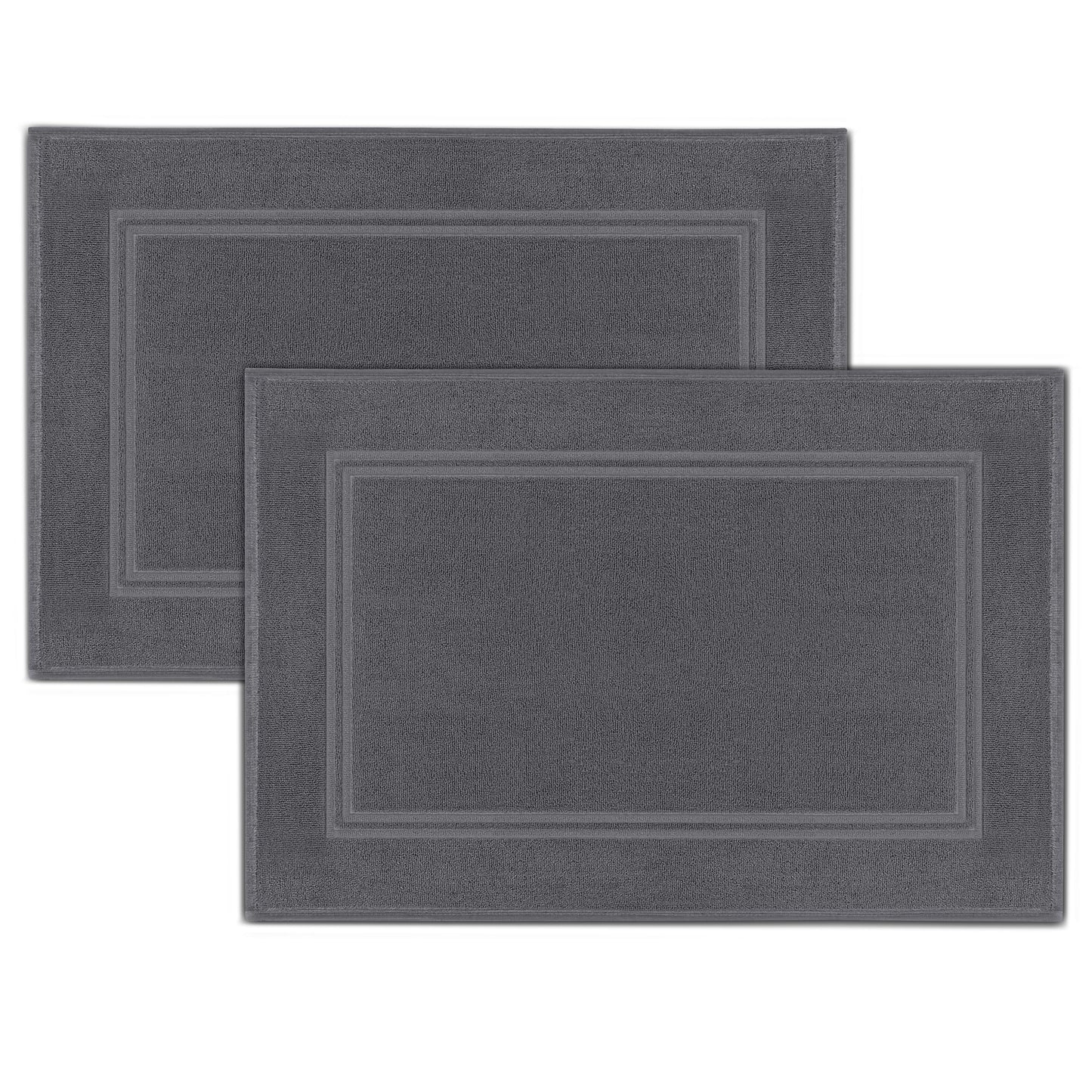 Tens Towels Pack of 2 Bath Mats 100% Cotton, 20 x 32 Inches, Super Absorbent, Hotel Quality Premium Floor Towels, Luxurious, Soft & Quick Dry, Not a Bathroom Rug, Dark Grey
