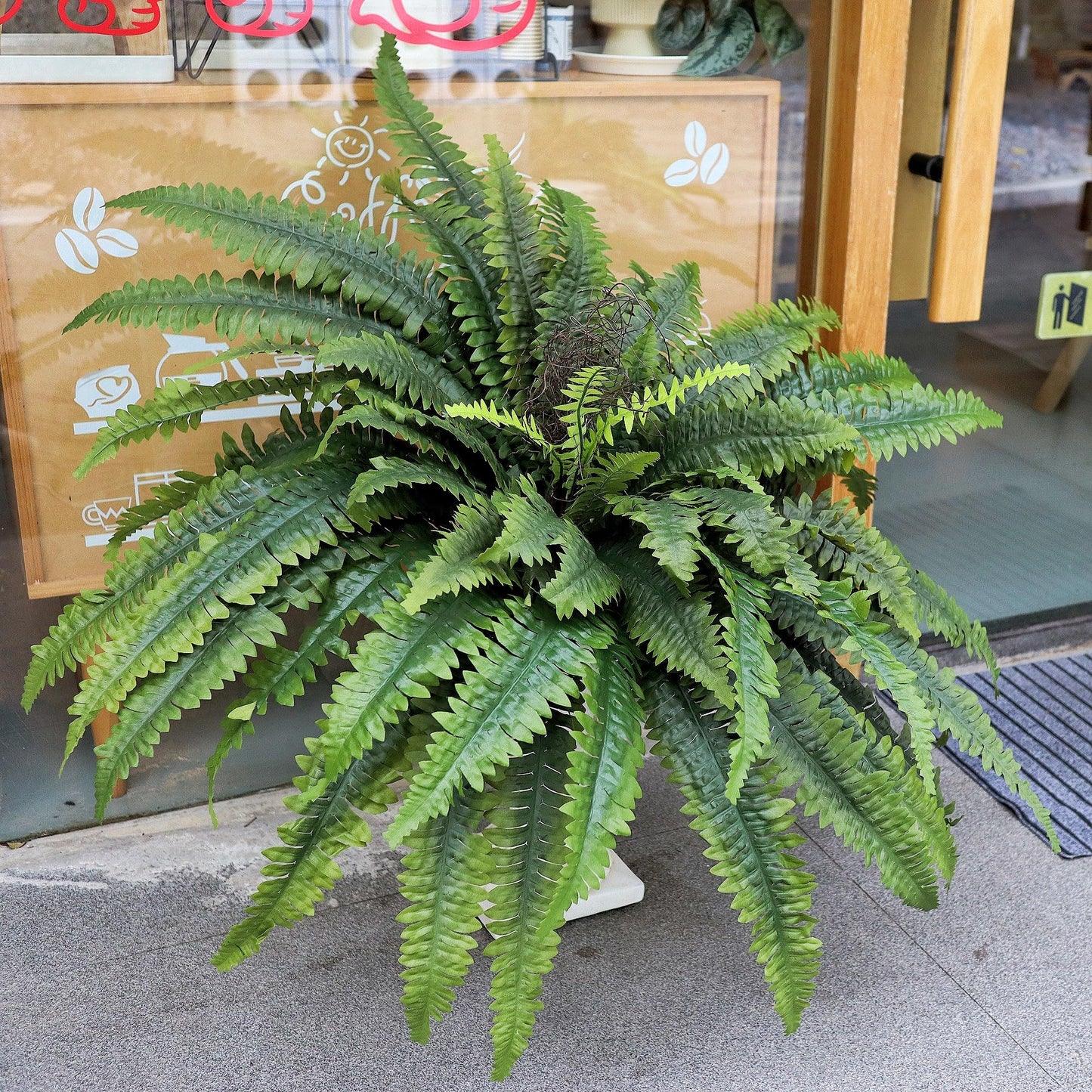 zooFernzoom Artificial Ferns for Outdoors & Indoors, 51in Large Fake Ferns Plants, Artificial Boston Fern Faux Greenery for Porch Entrance Home Decor