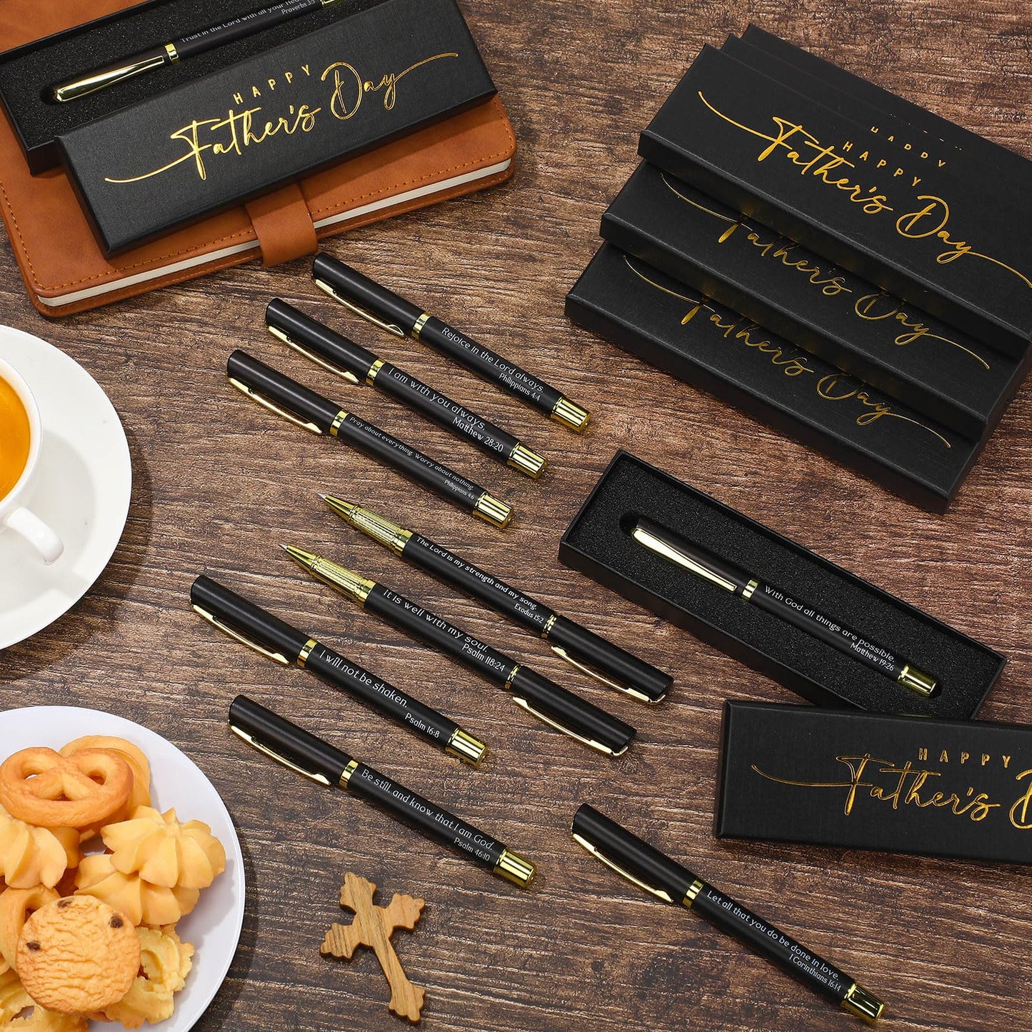 Spakon 30 Set Father's Day Gifts for Church Bulk Inspirational Bible Verse Pen Religious Christian Pens with Box Faith Based Christian Gifts for Men Pastor Office Church Welcome Favor Sunday School