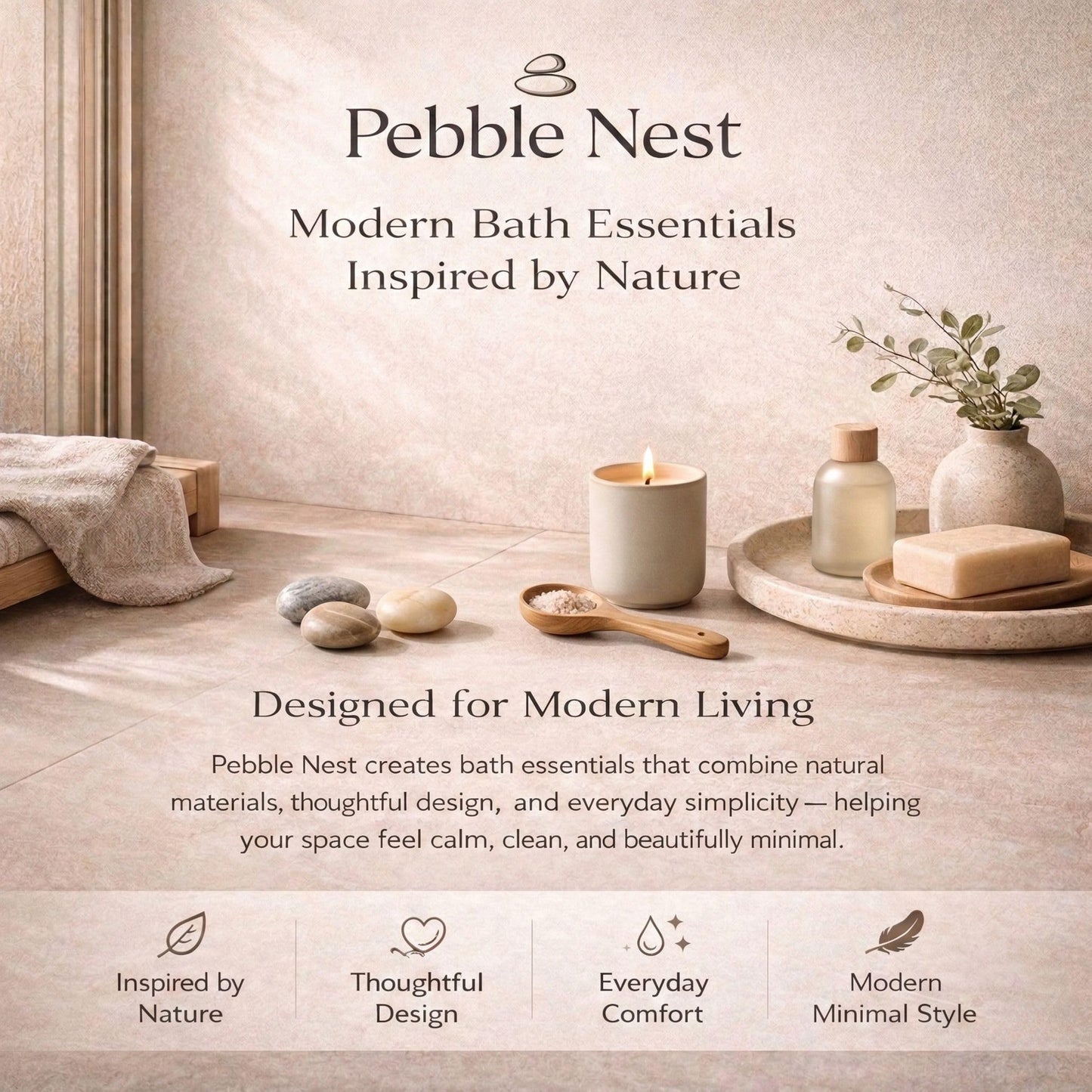Pebble Nest Stone Bath Mat – Diatomaceous Earth Quick Drying Non-Slip Bathroom Mat – Absorbent Diatomite Shower Mat, Durable & Easy to Clean, Modern, 23.6" x 15.3" (2 Pack Charcoal Black - Marble)