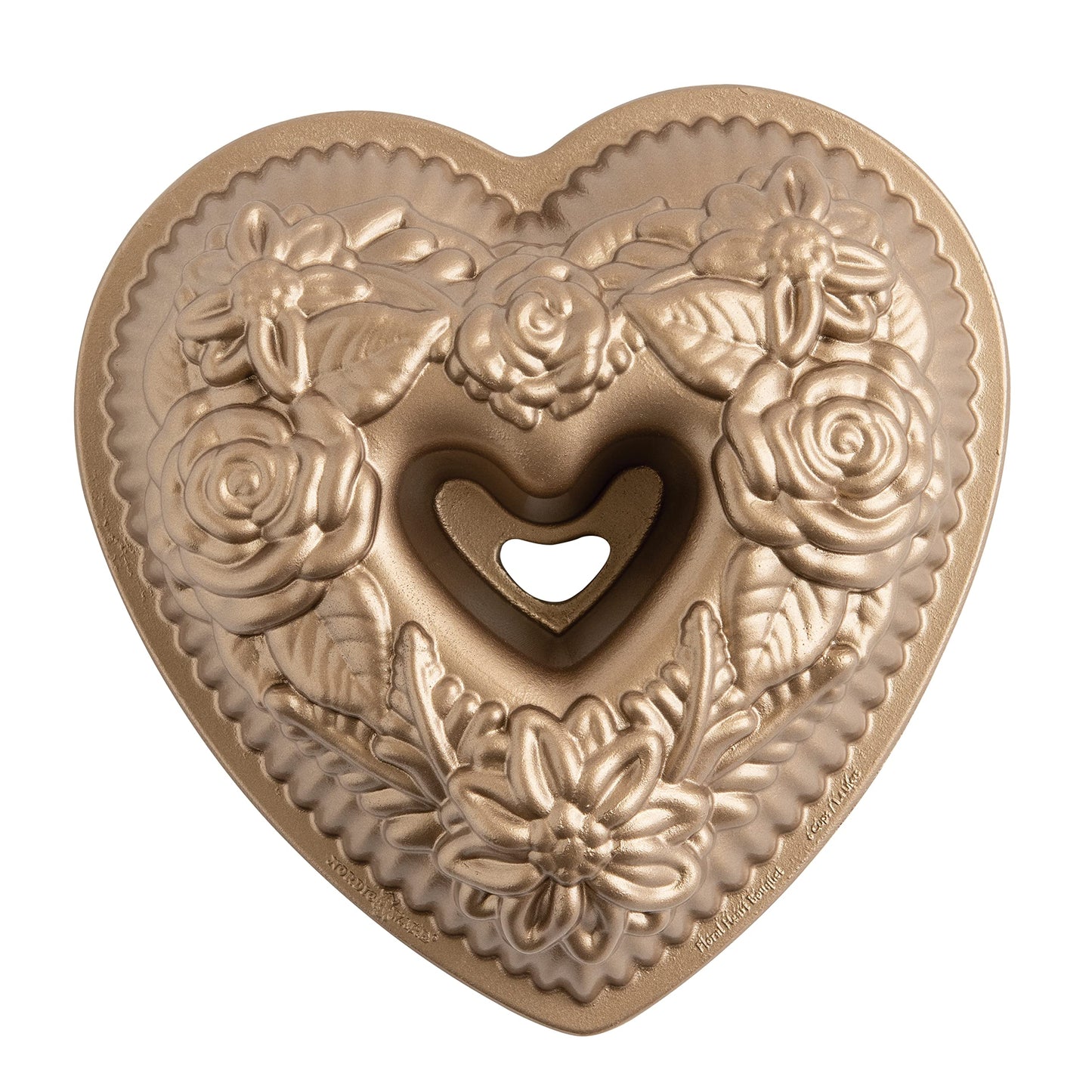 Nordic Ware Wildflower Heart Bundt, 6 Cup, Toffee